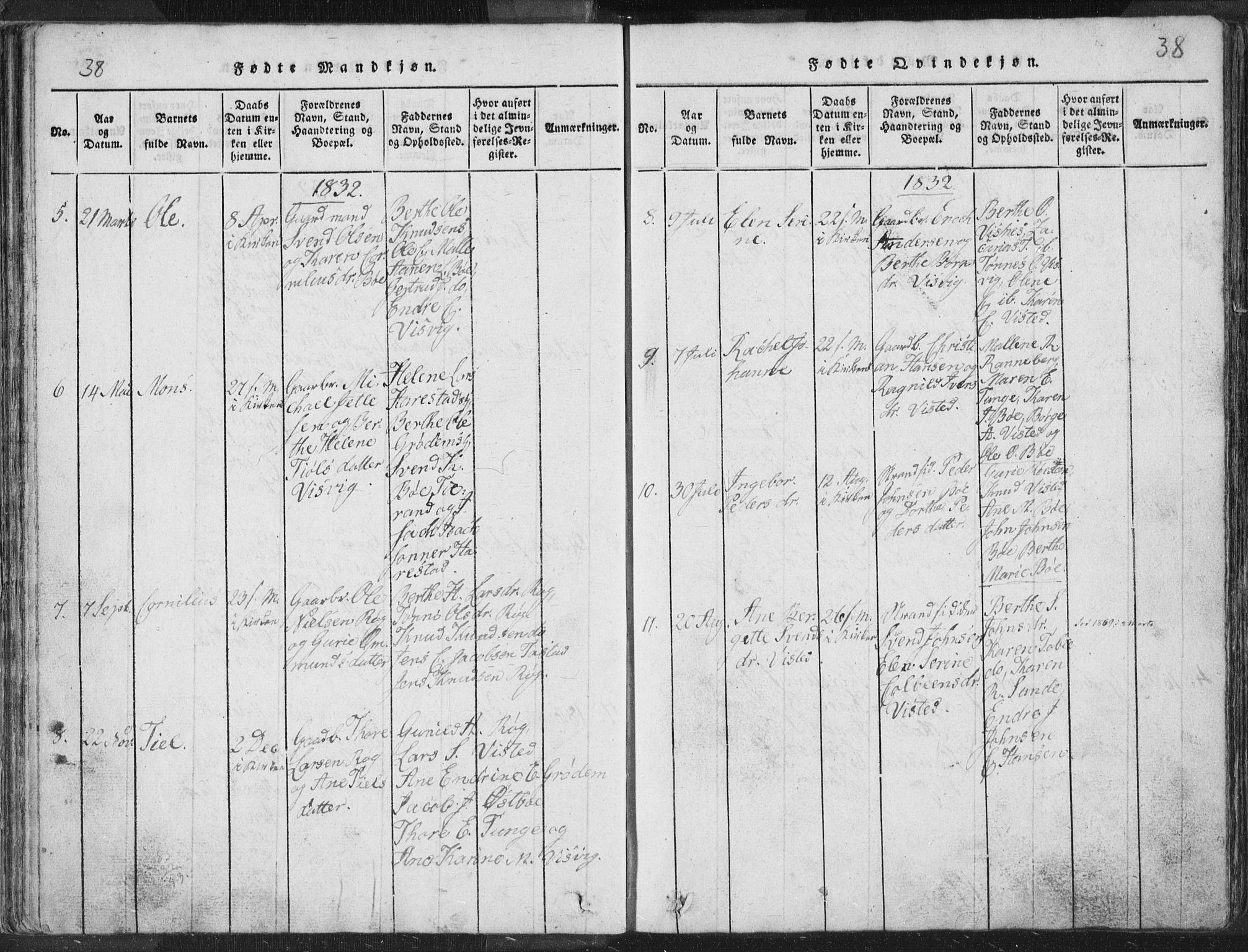 Hetland sokneprestkontor, SAST/A-101826/30/30BA/L0001: Parish register (official) no. A 1, 1816-1856, p. 38