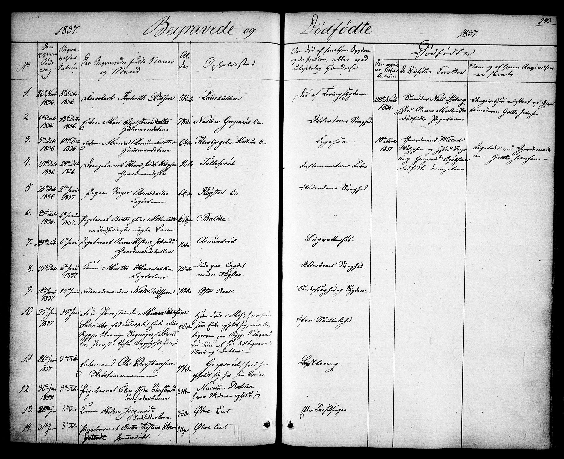 Rygge prestekontor Kirkebøker, AV/SAO-A-10084b/F/Fa/L0004: Parish register (official) no. 4, 1836-1851, p. 243