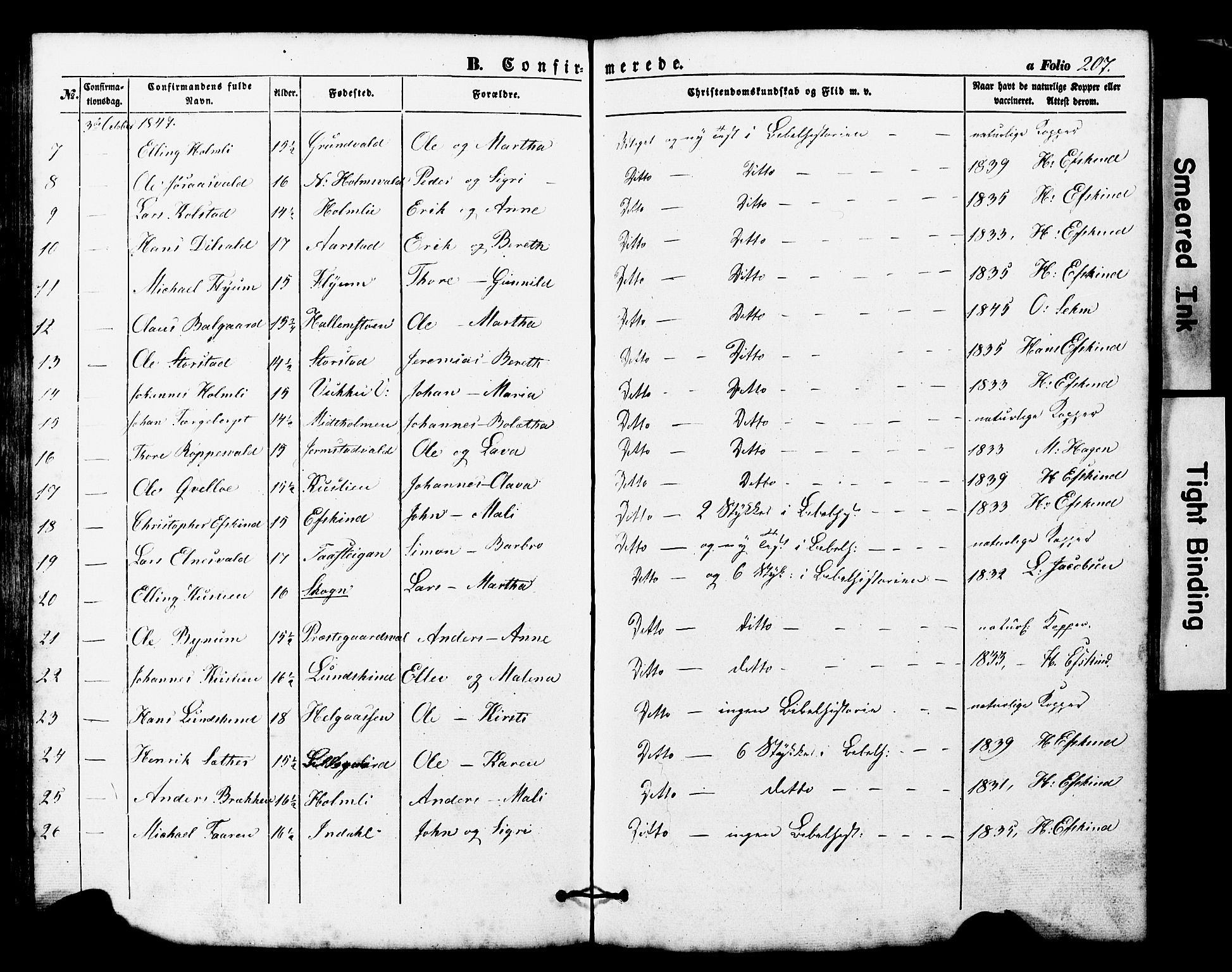 Ministerialprotokoller, klokkerbøker og fødselsregistre - Nord-Trøndelag, SAT/A-1458/724/L0268: Parish register (copy) no. 724C04, 1846-1878, p. 207