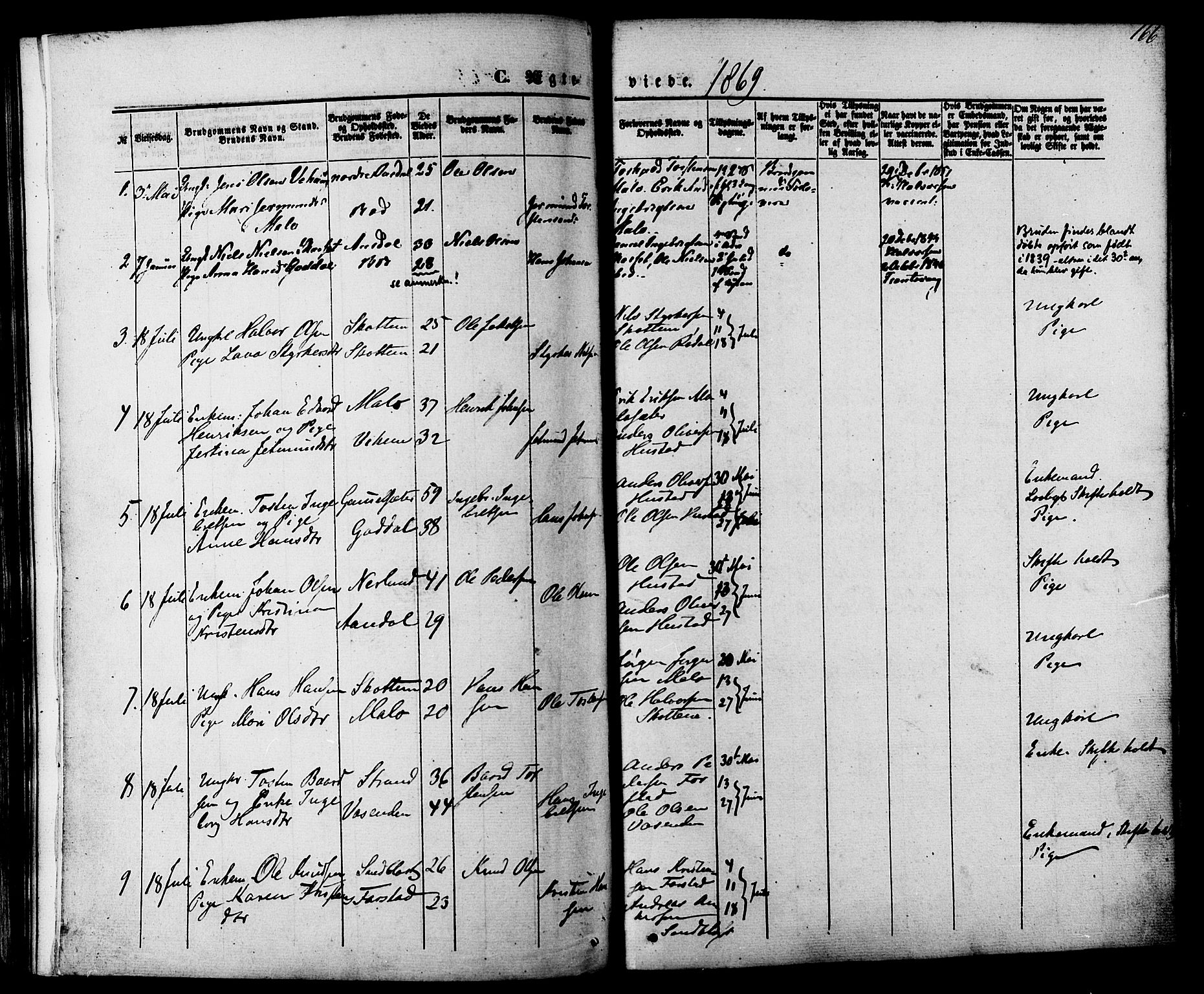 Ministerialprotokoller, klokkerbøker og fødselsregistre - Møre og Romsdal, SAT/A-1454/566/L0768: Parish register (official) no. 566A07, 1869-1881, p. 166