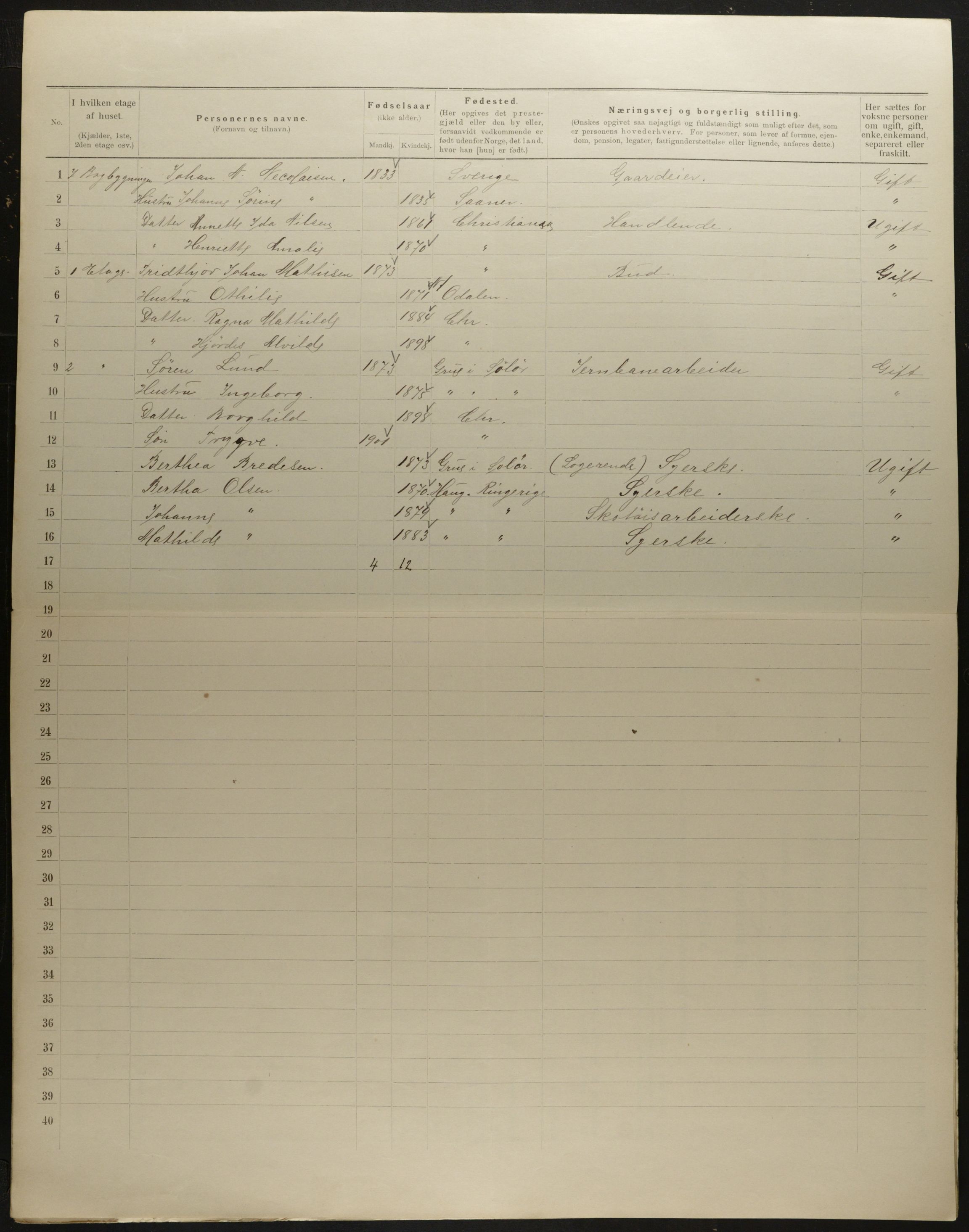 OBA, Municipal Census 1901 for Kristiania, 1901, p. 8713