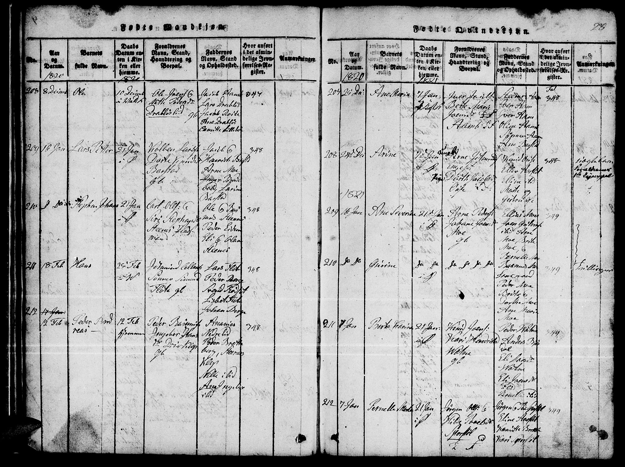 Ministerialprotokoller, klokkerbøker og fødselsregistre - Møre og Romsdal, AV/SAT-A-1454/511/L0155: Parish register (copy) no. 511C01, 1817-1829, p. 28