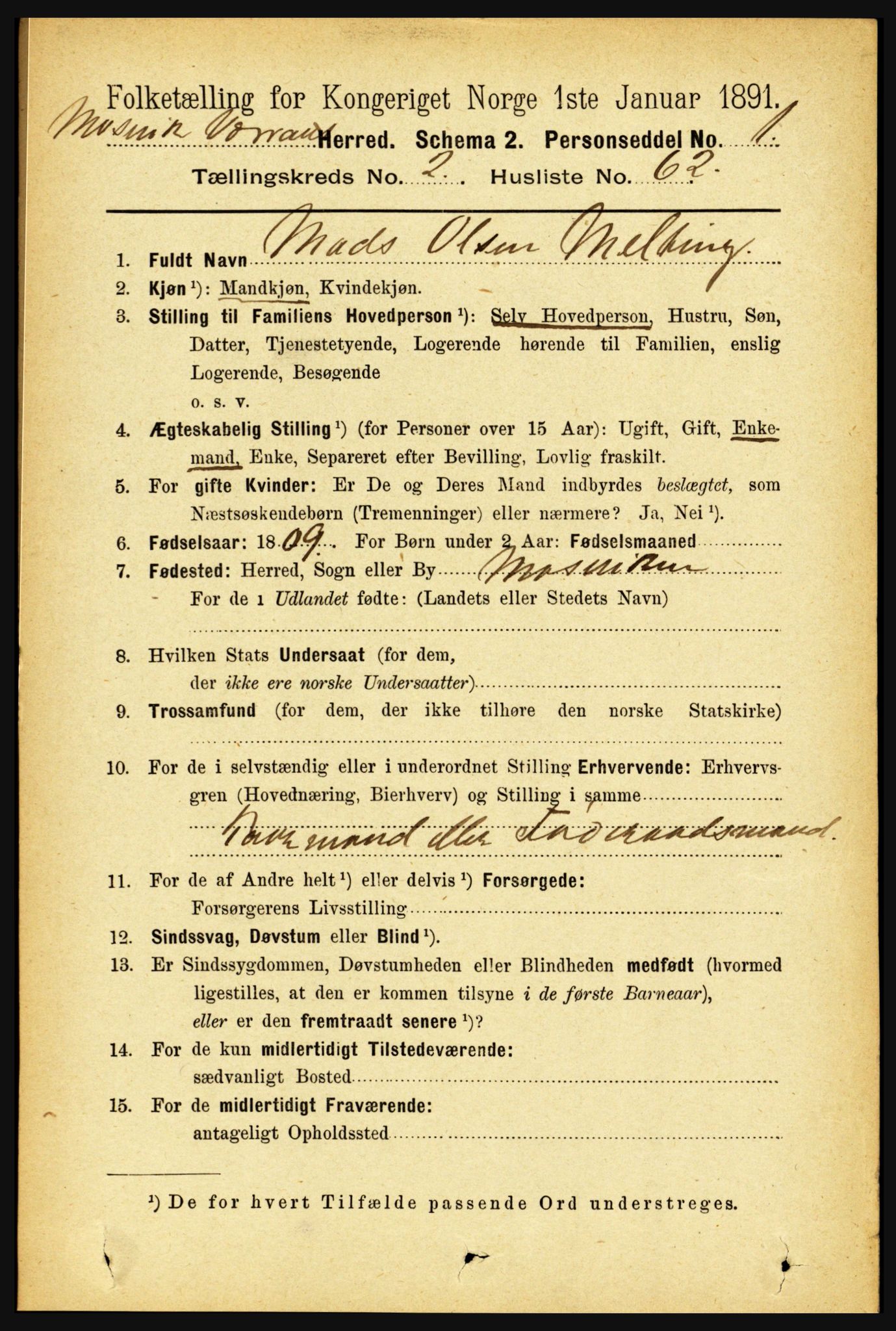 RA, 1891 census for 1723 Mosvik og Verran, 1891, p. 867