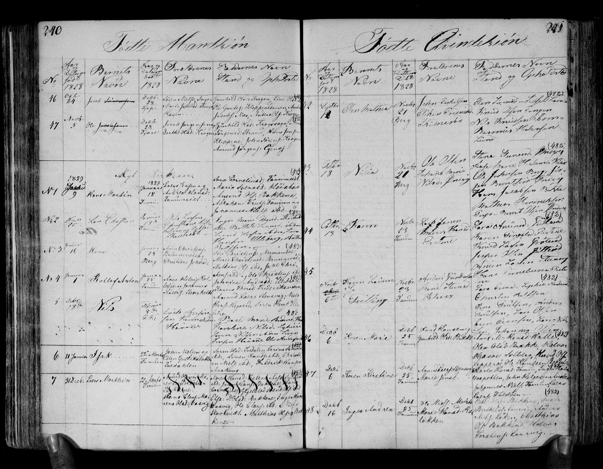 Brunlanes kirkebøker, SAKO/A-342/F/Fa/L0002: Parish register (official) no. I 2, 1802-1834, p. 240-241