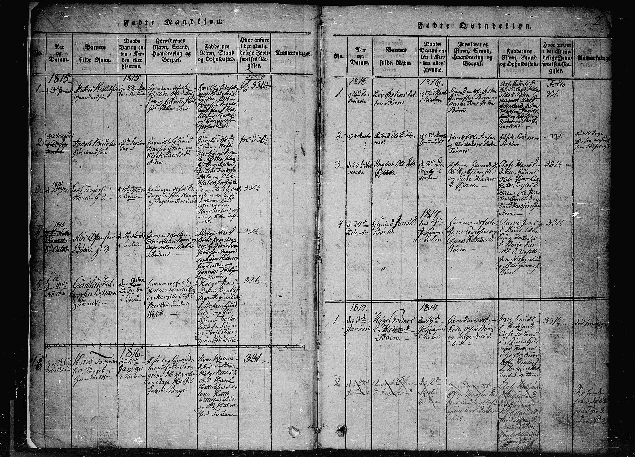 Tinn kirkebøker, SAKO/A-308/G/Gc/L0001: Parish register (copy) no. III 1, 1815-1879, p. 2