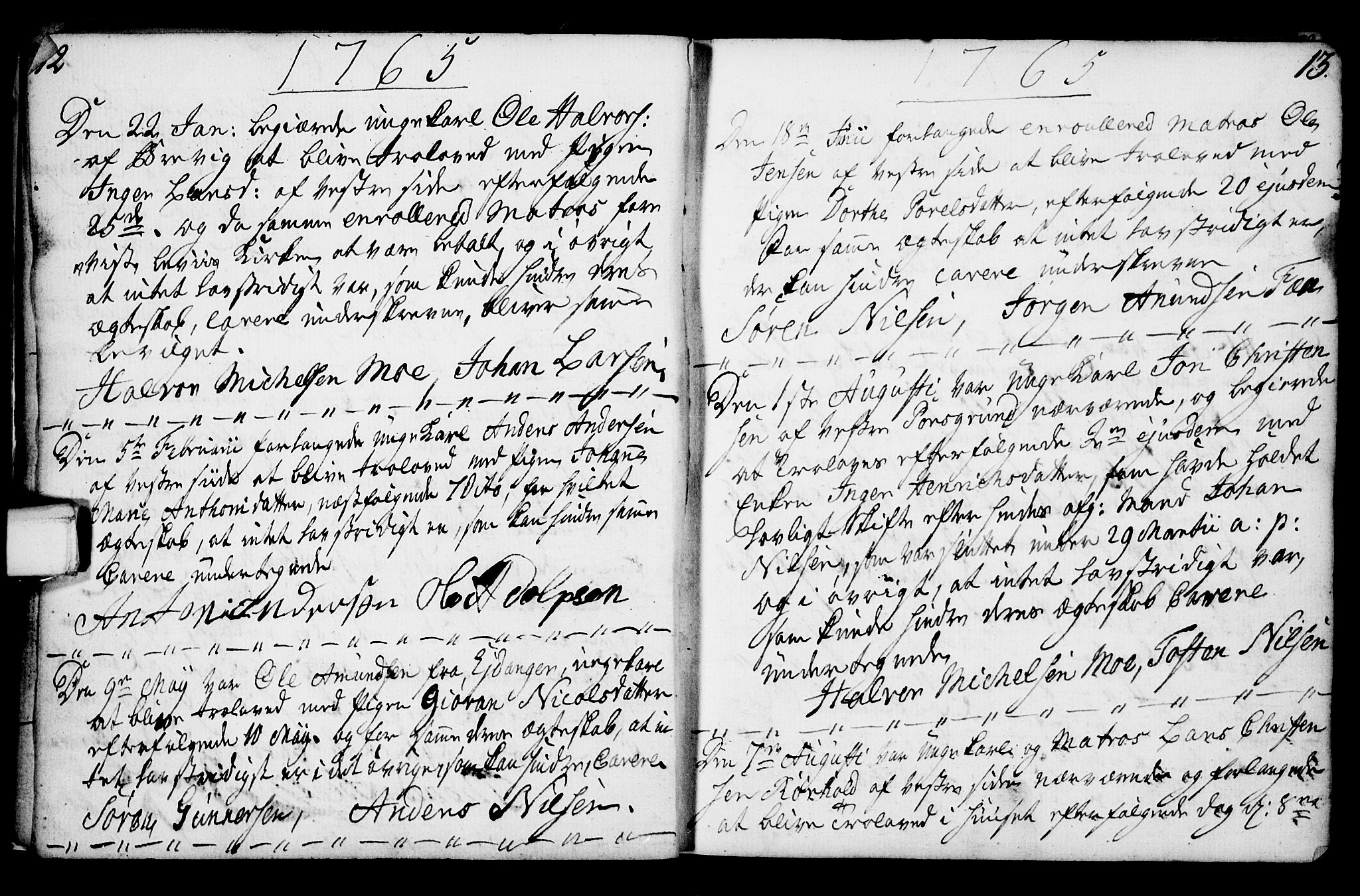 Porsgrunn kirkebøker , SAKO/A-104/F/Fa/L0003: Parish register (official) no. 3, 1764-1814, p. 12-13