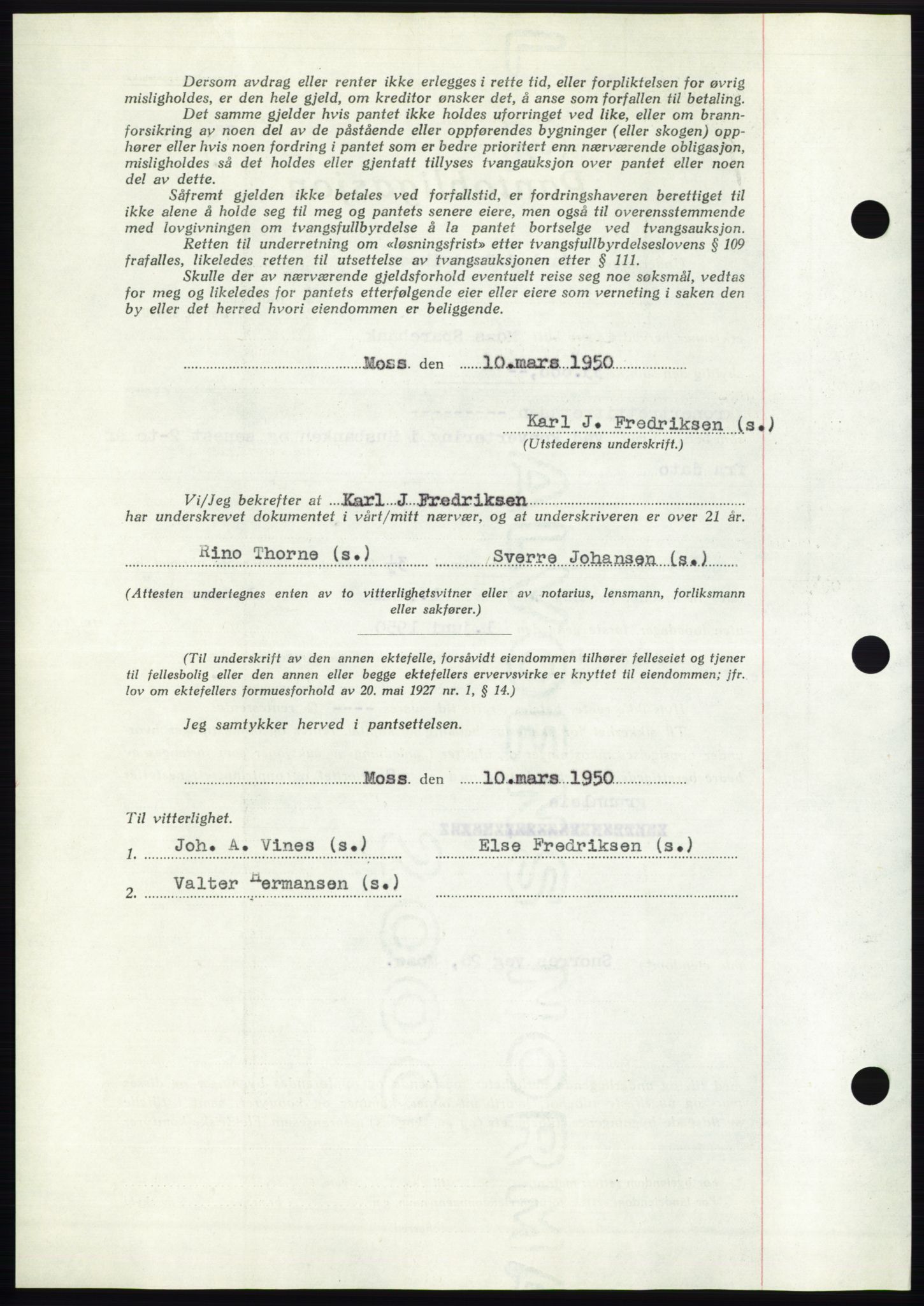 Moss sorenskriveri, AV/SAO-A-10168: Mortgage book no. B24, 1950-1950, Diary no: : 855/1950