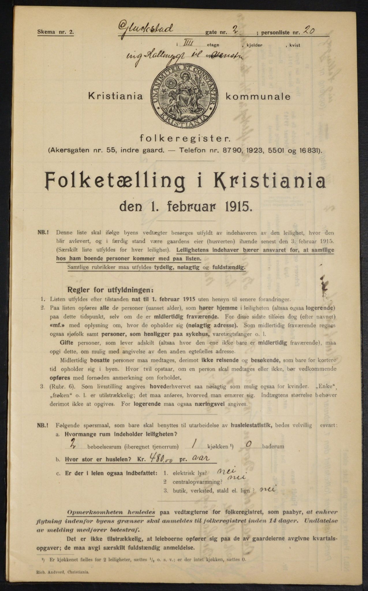 OBA, Municipal Census 1915 for Kristiania, 1915, p. 29004