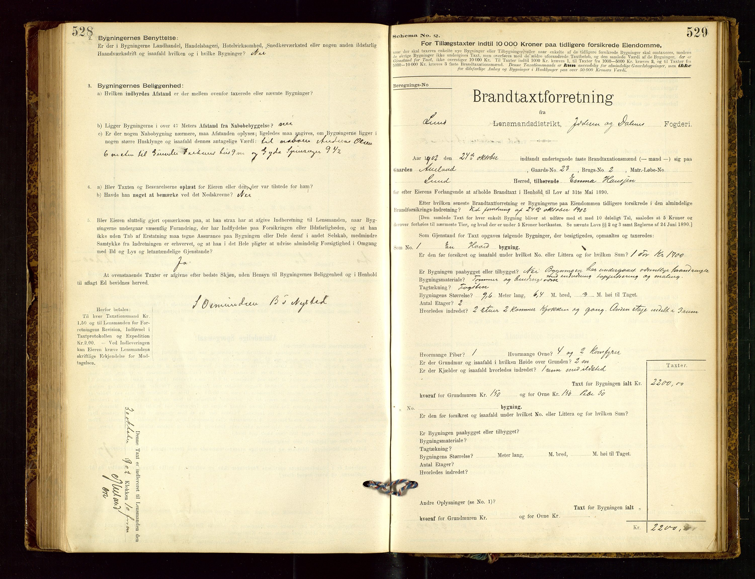 Lund lensmannskontor, SAST/A-100303/Gob/L0001: "Brandtakstprotokol", 1894-1907, p. 528-529