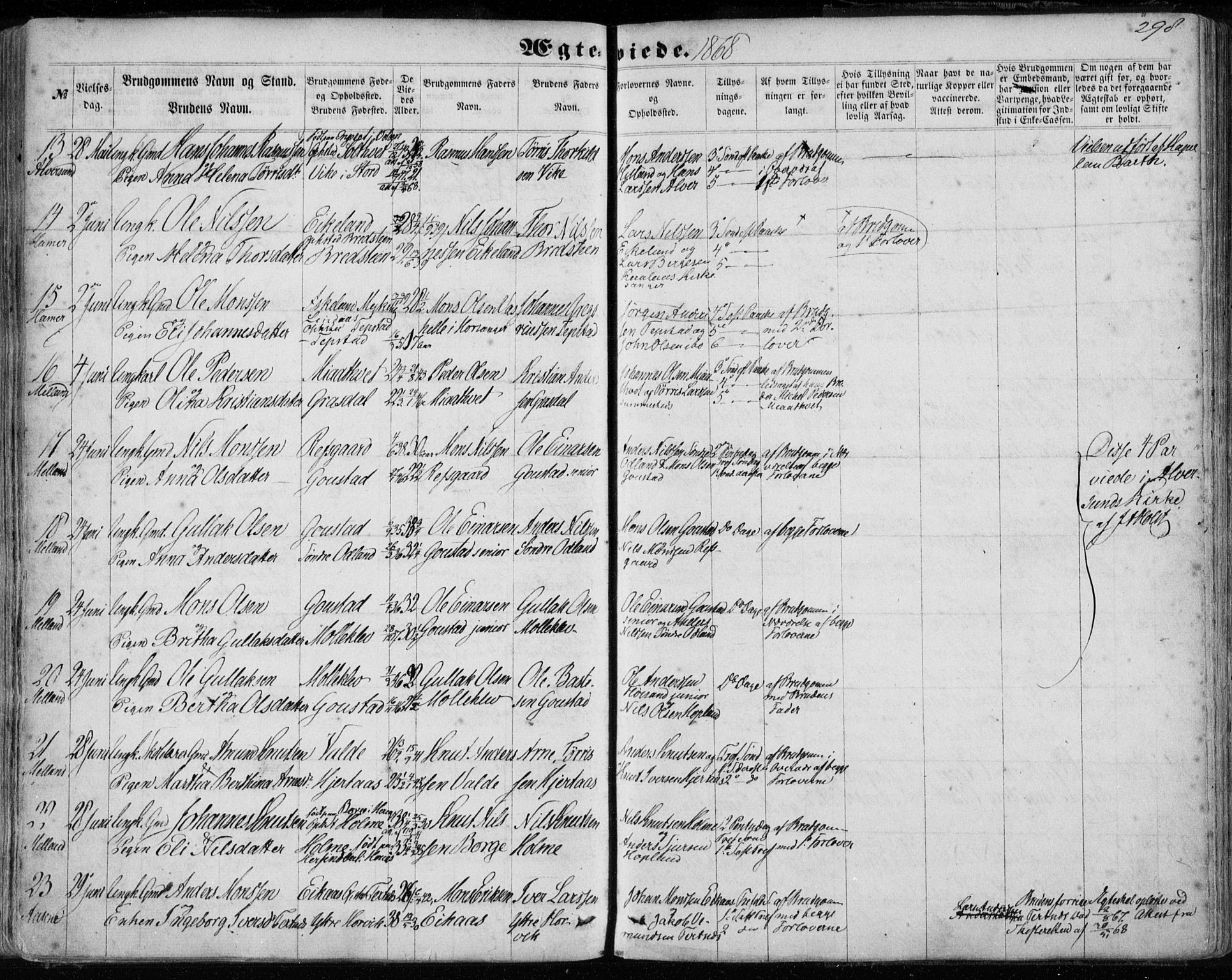 Hamre sokneprestembete, SAB/A-75501/H/Ha/Haa/Haaa/L0014: Parish register (official) no. A 14, 1858-1872, p. 298