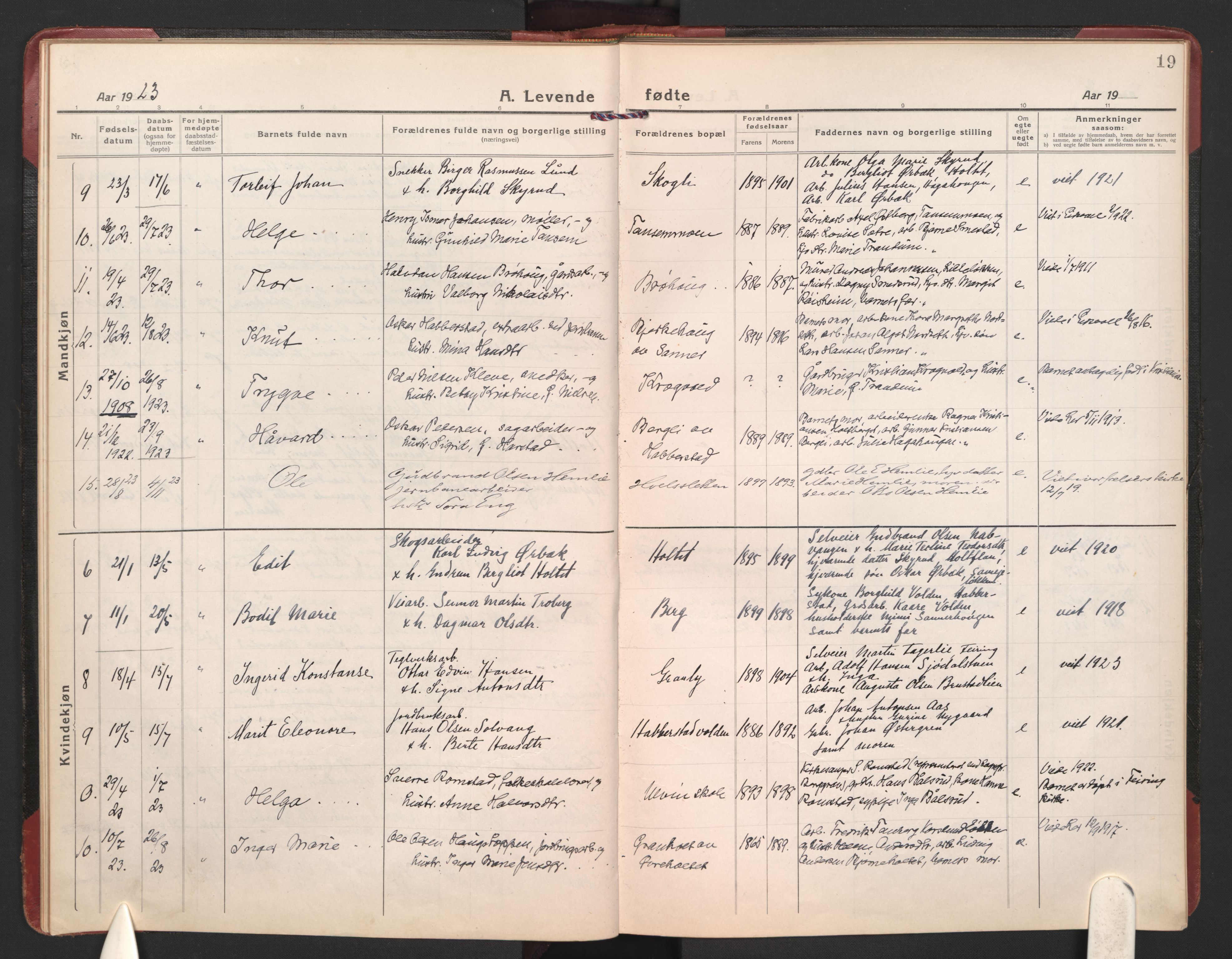 Eidsvoll prestekontor Kirkebøker, AV/SAO-A-10888/F/Fb/L0005: Parish register (official) no. II 5, 1920-1923, p. 19