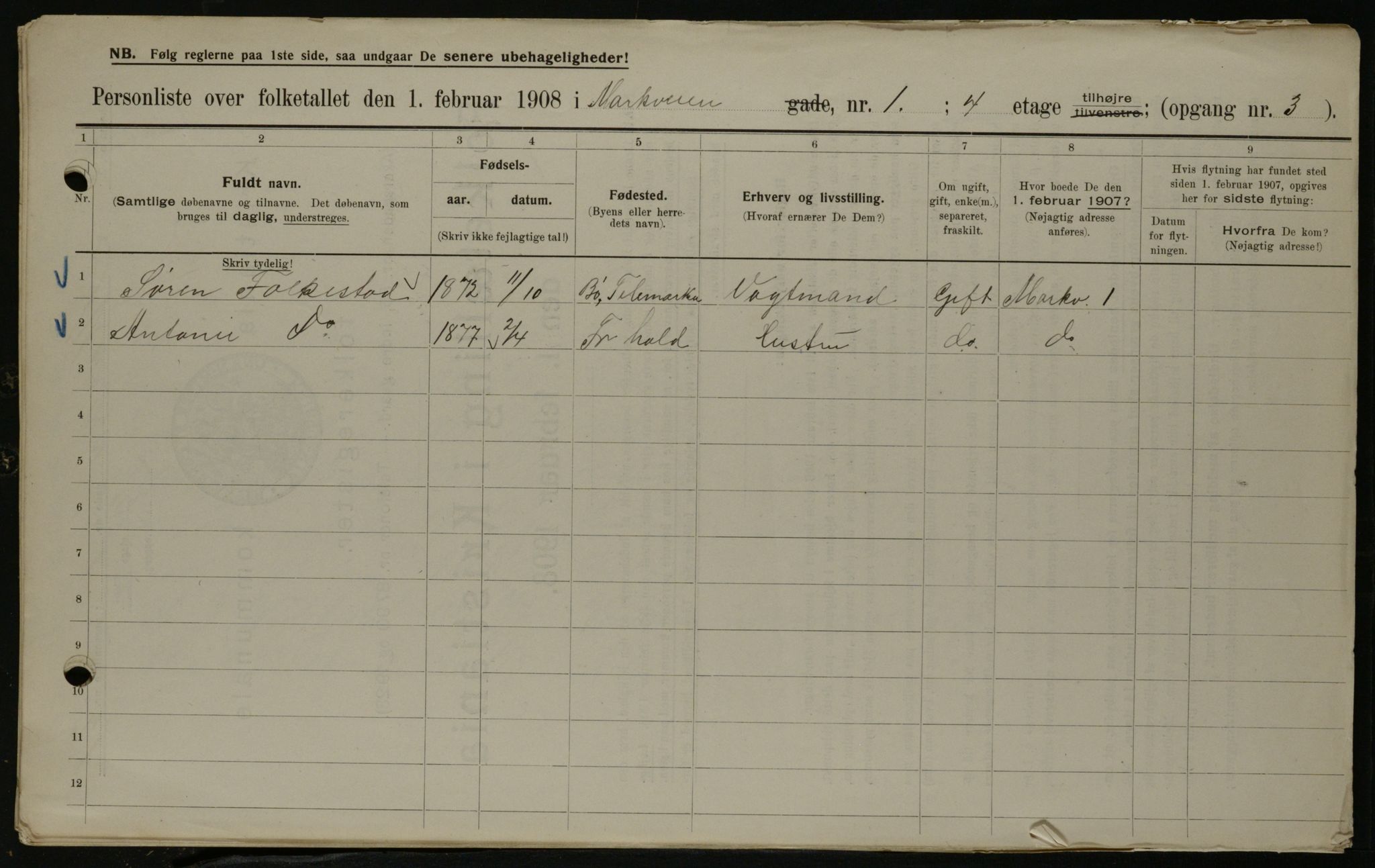 OBA, Municipal Census 1908 for Kristiania, 1908, p. 56432