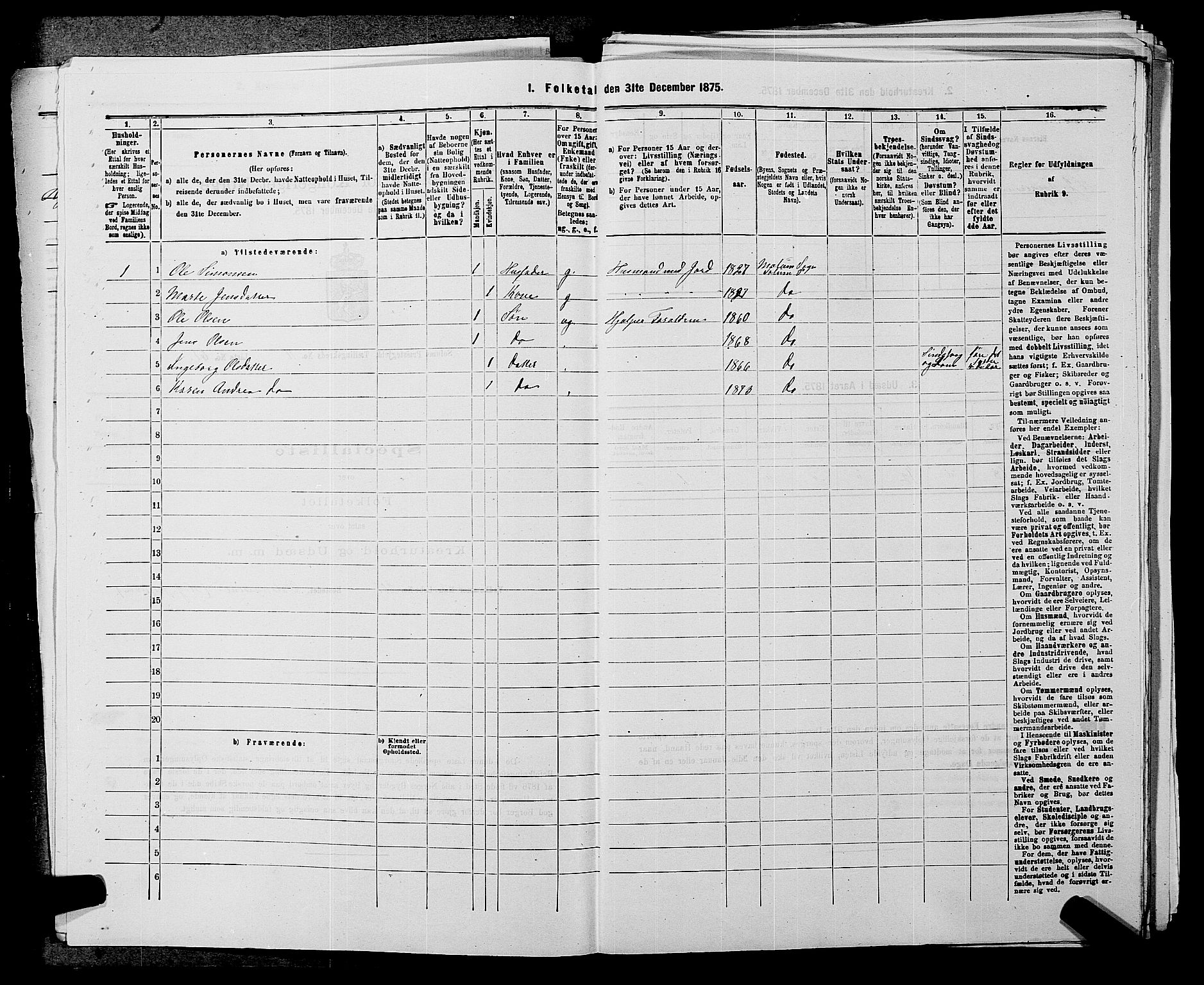 SAKO, 1875 census for 0818P Solum, 1875, p. 1654