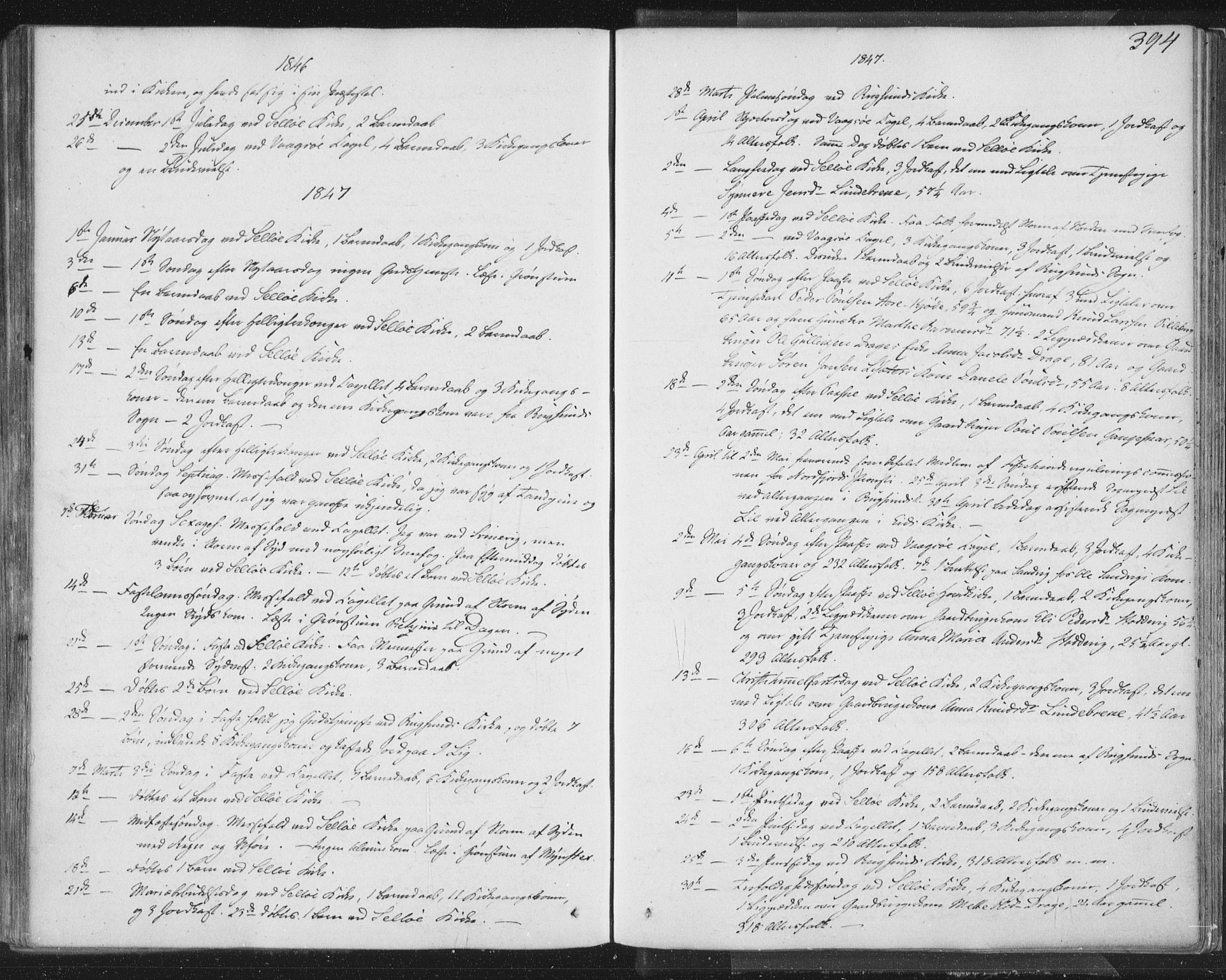 Selje sokneprestembete, AV/SAB-A-99938/H/Ha/Haa/Haaa: Parish register (official) no. A 10, 1844-1858, p. 394