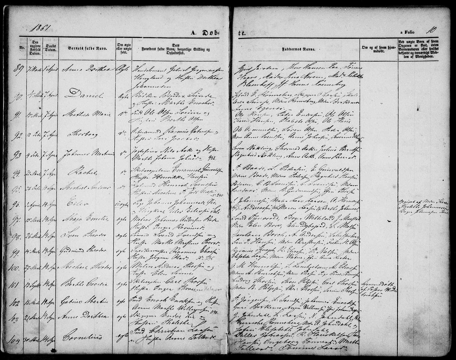 St. Petri sokneprestkontor, AV/SAST-A-101813/001/30/30BA/L0001: Parish register (official) no. A 1, 1861-1868, p. 10