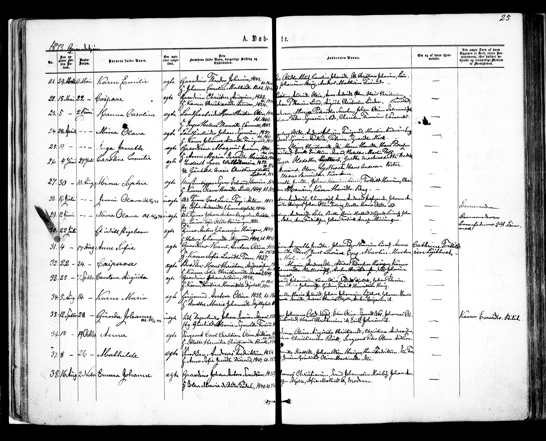 Skiptvet prestekontor Kirkebøker, AV/SAO-A-20009/F/Fa/L0008: Parish register (official) no. 8, 1867-1877, p. 25