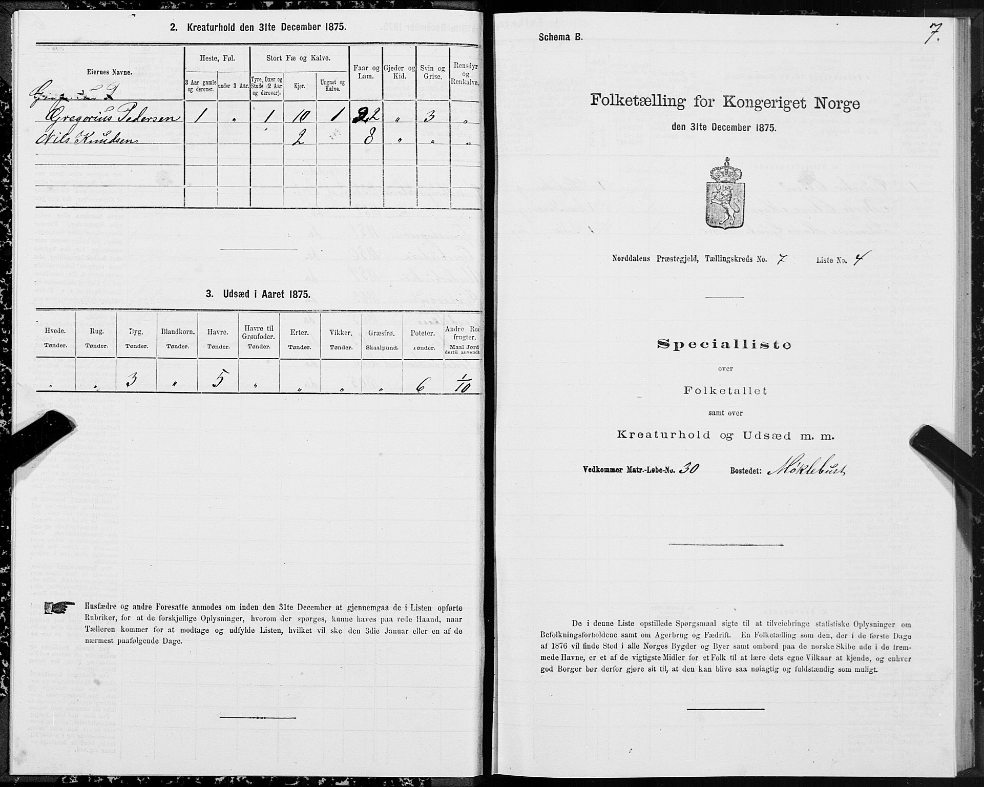 SAT, 1875 census for 1524P Norddal, 1875, p. 4007