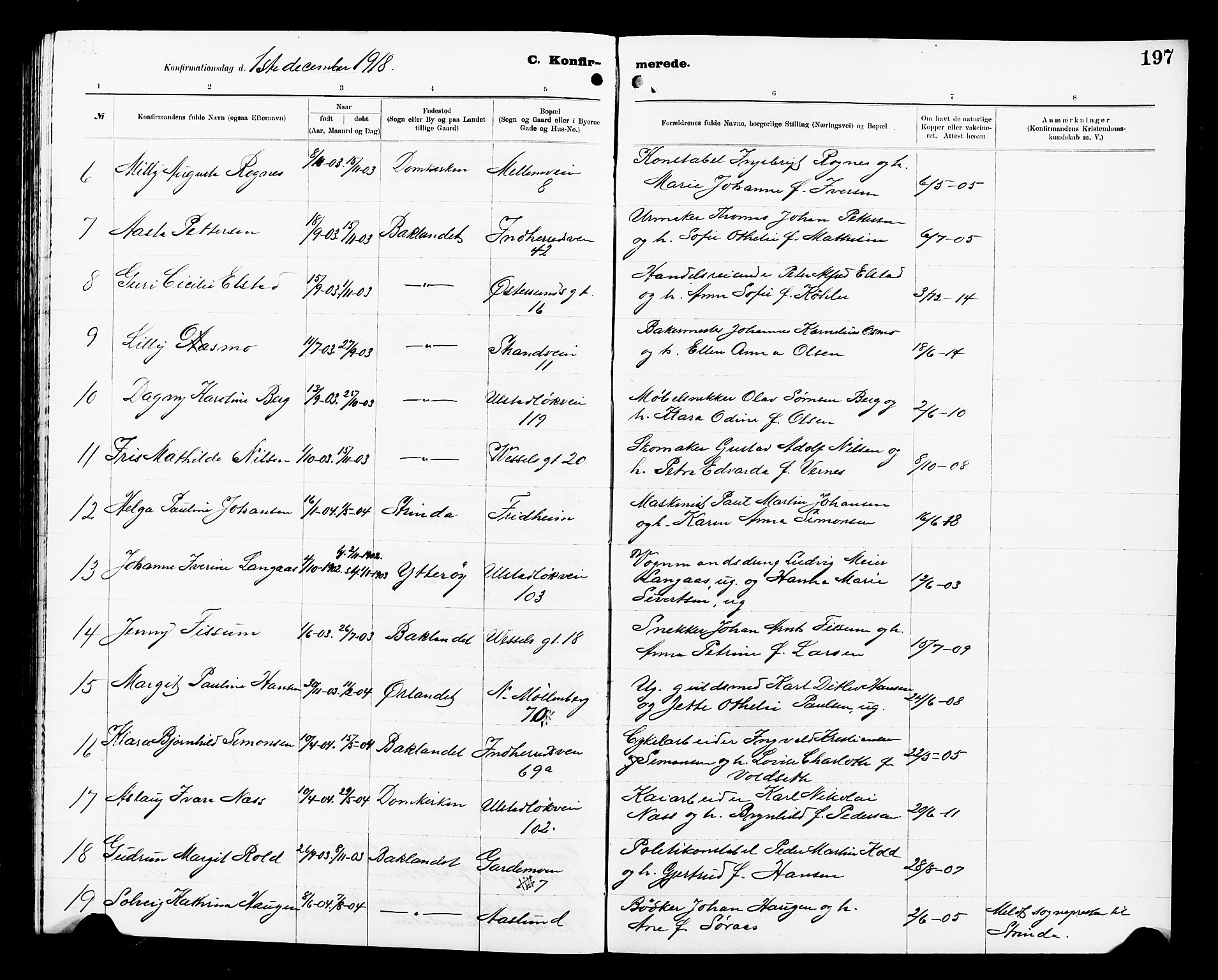 Ministerialprotokoller, klokkerbøker og fødselsregistre - Sør-Trøndelag, SAT/A-1456/605/L0256: Parish register (copy) no. 605C03, 1916-1920, p. 197