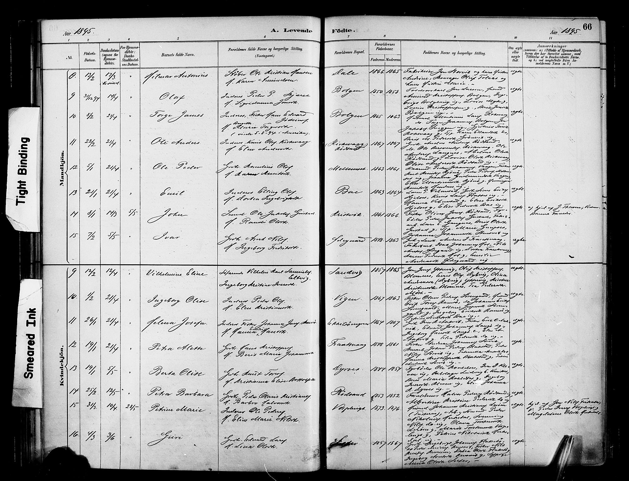 Ministerialprotokoller, klokkerbøker og fødselsregistre - Møre og Romsdal, AV/SAT-A-1454/569/L0819: Parish register (official) no. 569A05, 1885-1899, p. 66