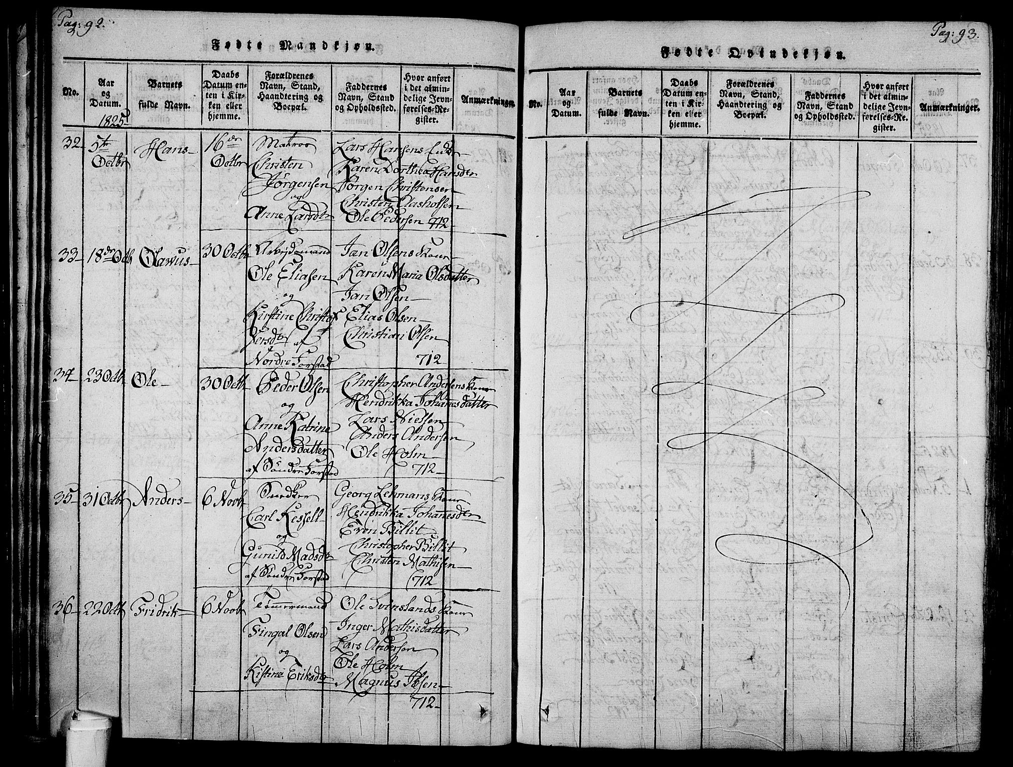 Holmestrand kirkebøker, SAKO/A-346/F/Fa/L0001: Parish register (official) no. 1, 1814-1840, p. 92-93