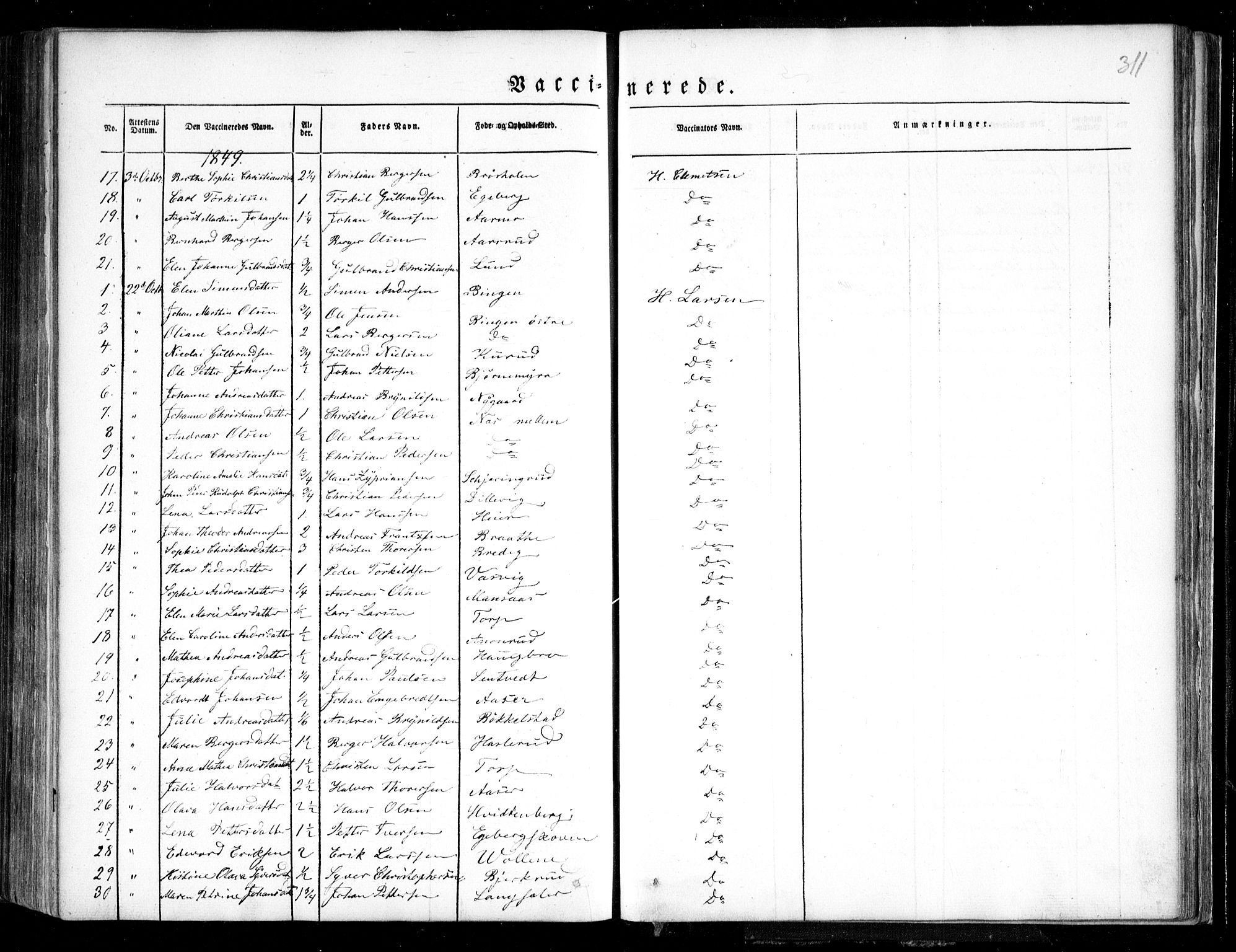 Trøgstad prestekontor Kirkebøker, AV/SAO-A-10925/F/Fa/L0007: Parish register (official) no. I 7, 1845-1854, p. 311