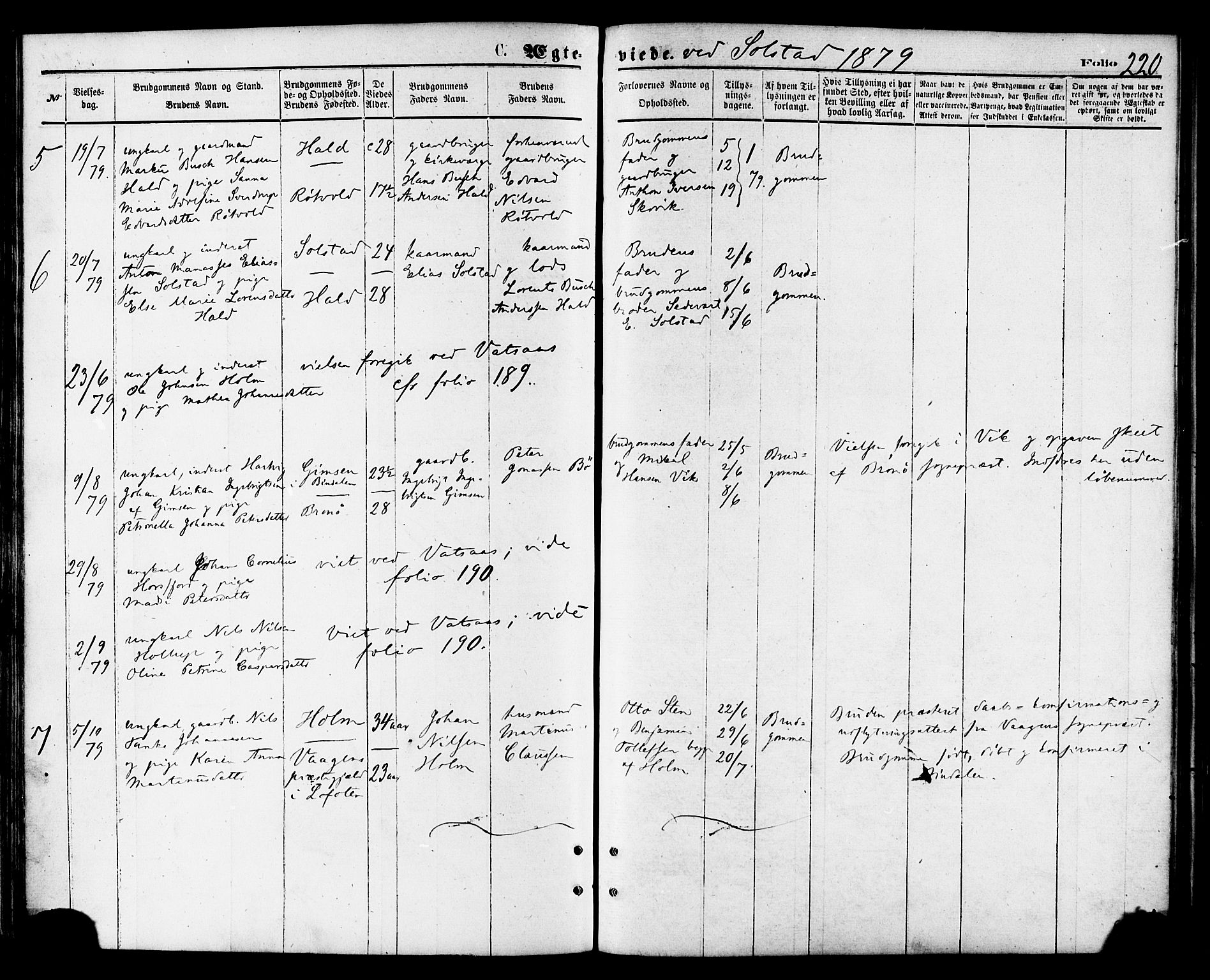 Ministerialprotokoller, klokkerbøker og fødselsregistre - Nordland, AV/SAT-A-1459/810/L0149: Parish register (official) no. 810A09 /2, 1874-1884, p. 220