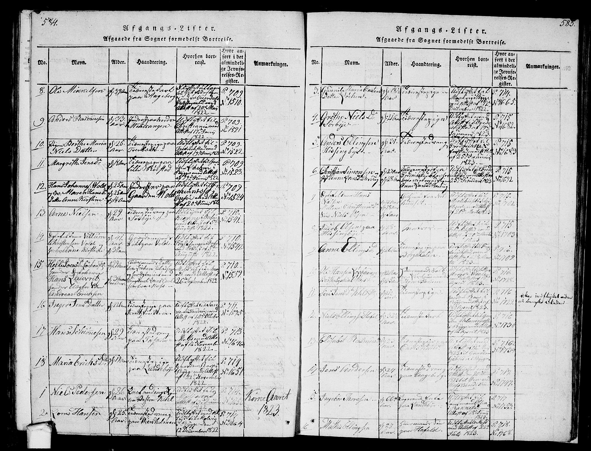 Råde prestekontor kirkebøker, SAO/A-2009/F/Fa/L0004: Parish register (official) no. 4, 1814-1830, p. 584-585