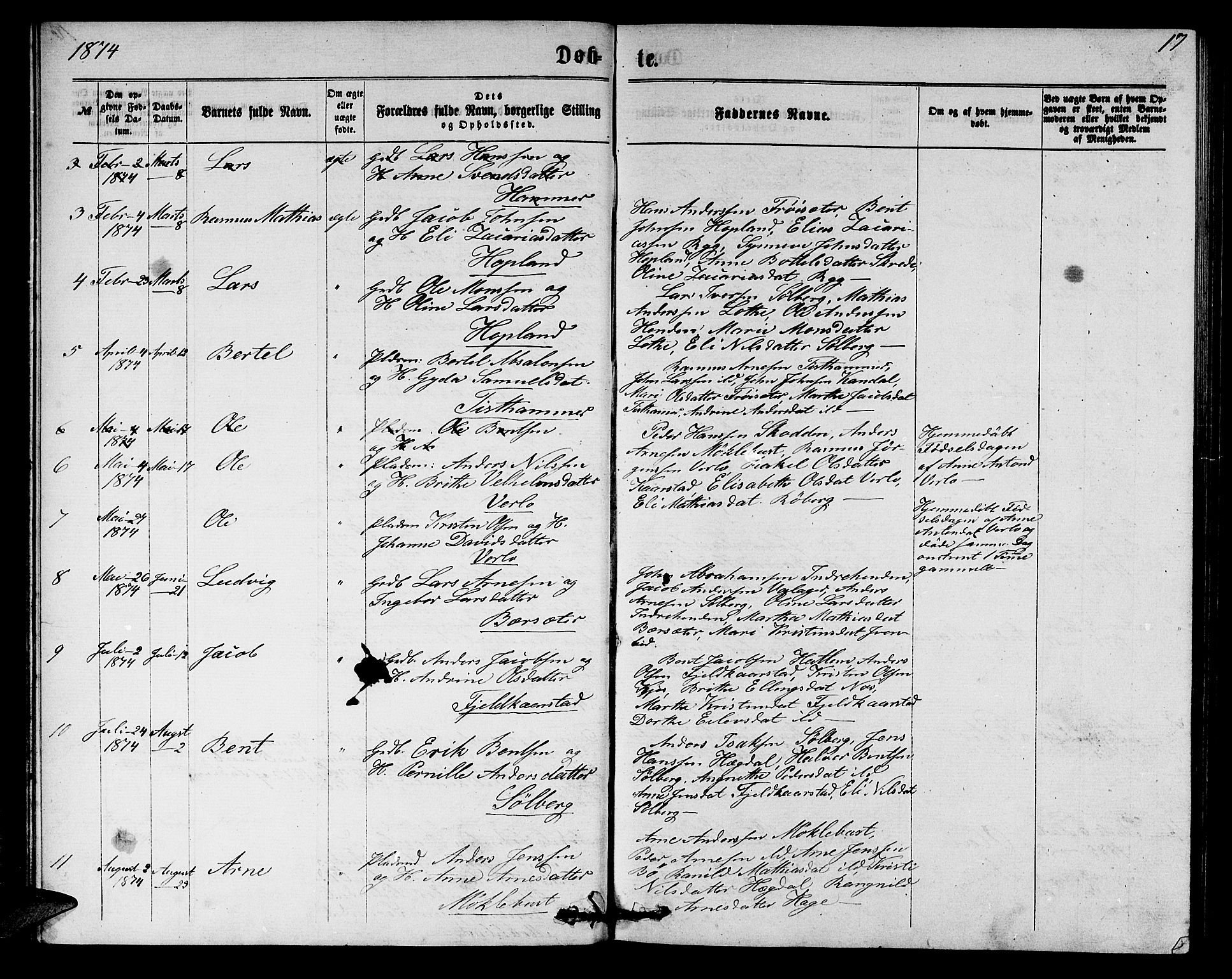 Innvik sokneprestembete, SAB/A-80501: Parish register (copy) no. C 2, 1864-1882, p. 17