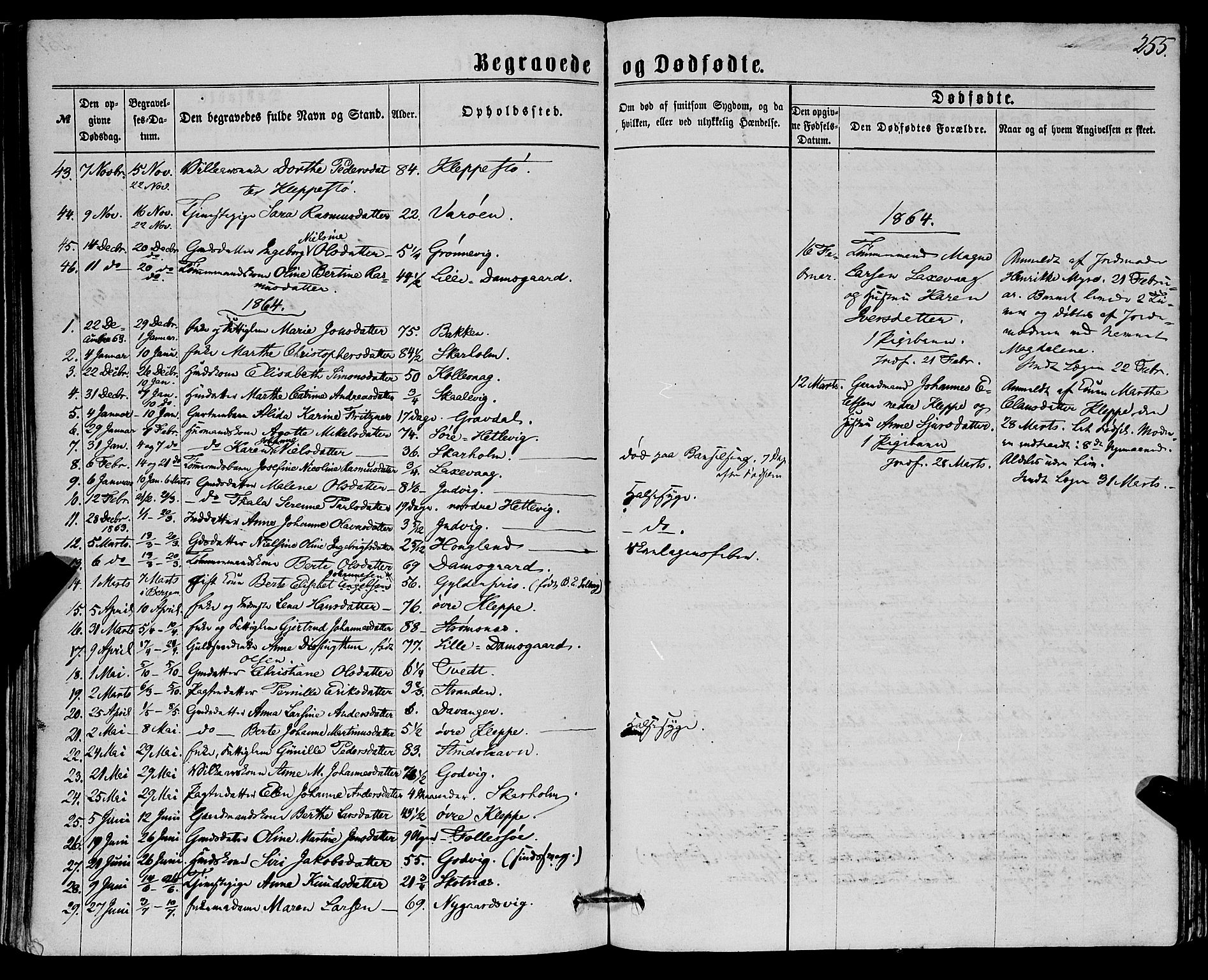 Askøy Sokneprestembete, SAB/A-74101/H/Ha/Haa/Haaa/L0009: Parish register (official) no. A 9, 1863-1877, p. 255