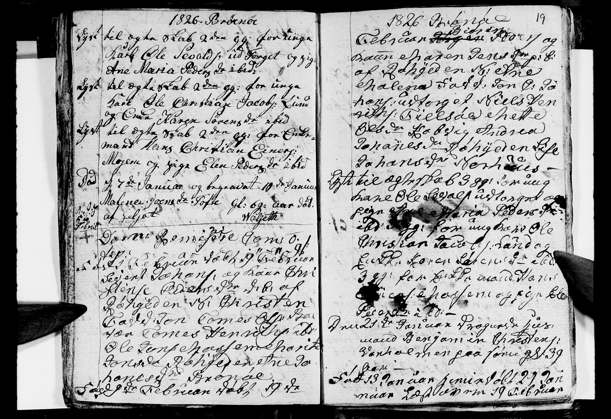 Ministerialprotokoller, klokkerbøker og fødselsregistre - Nordland, SAT/A-1459/813/L0210: Parish register (copy) no. 813C02, 1825-1836, p. 19