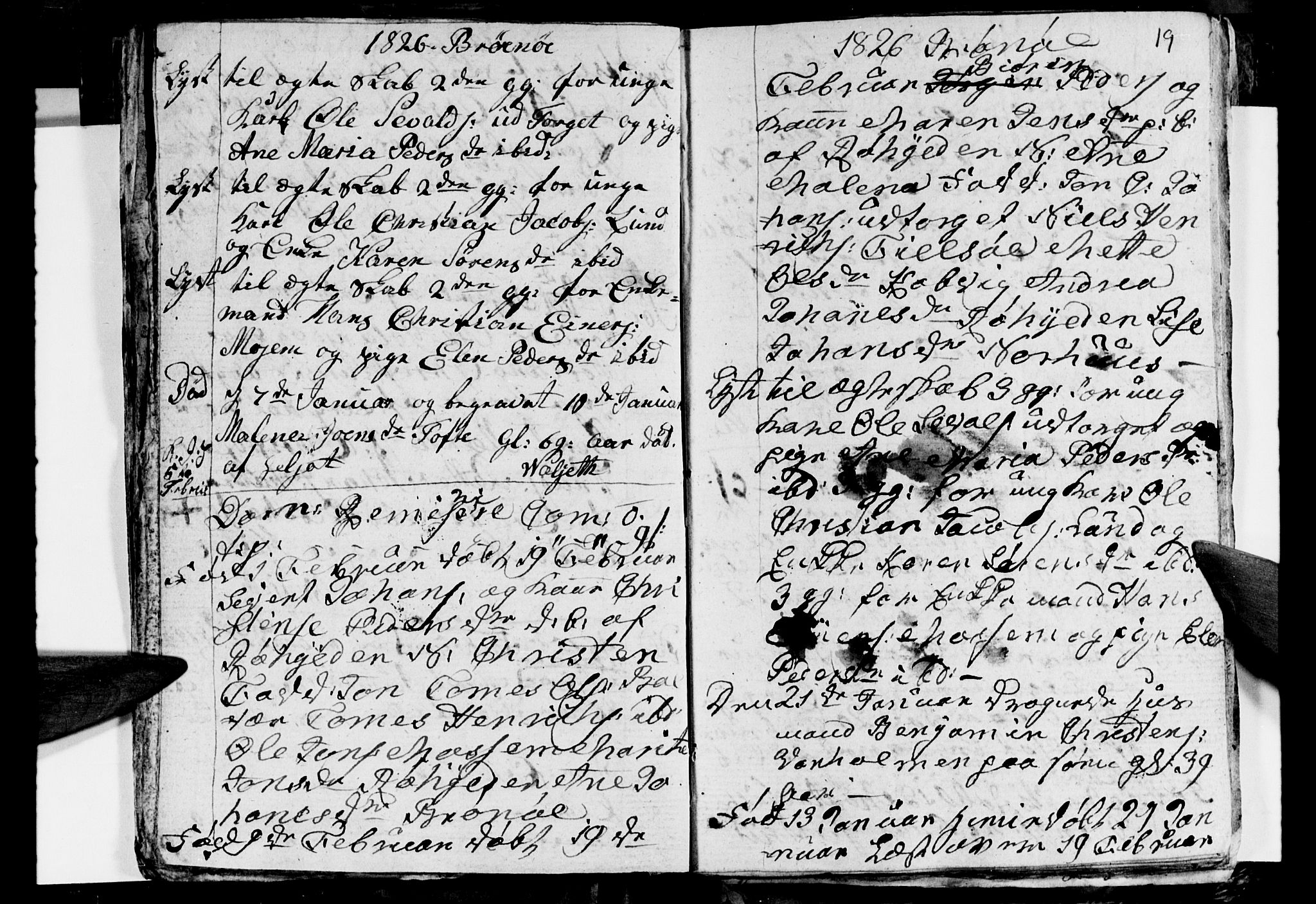 Ministerialprotokoller, klokkerbøker og fødselsregistre - Nordland, AV/SAT-A-1459/813/L0210: Parish register (copy) no. 813C02, 1825-1836, p. 19