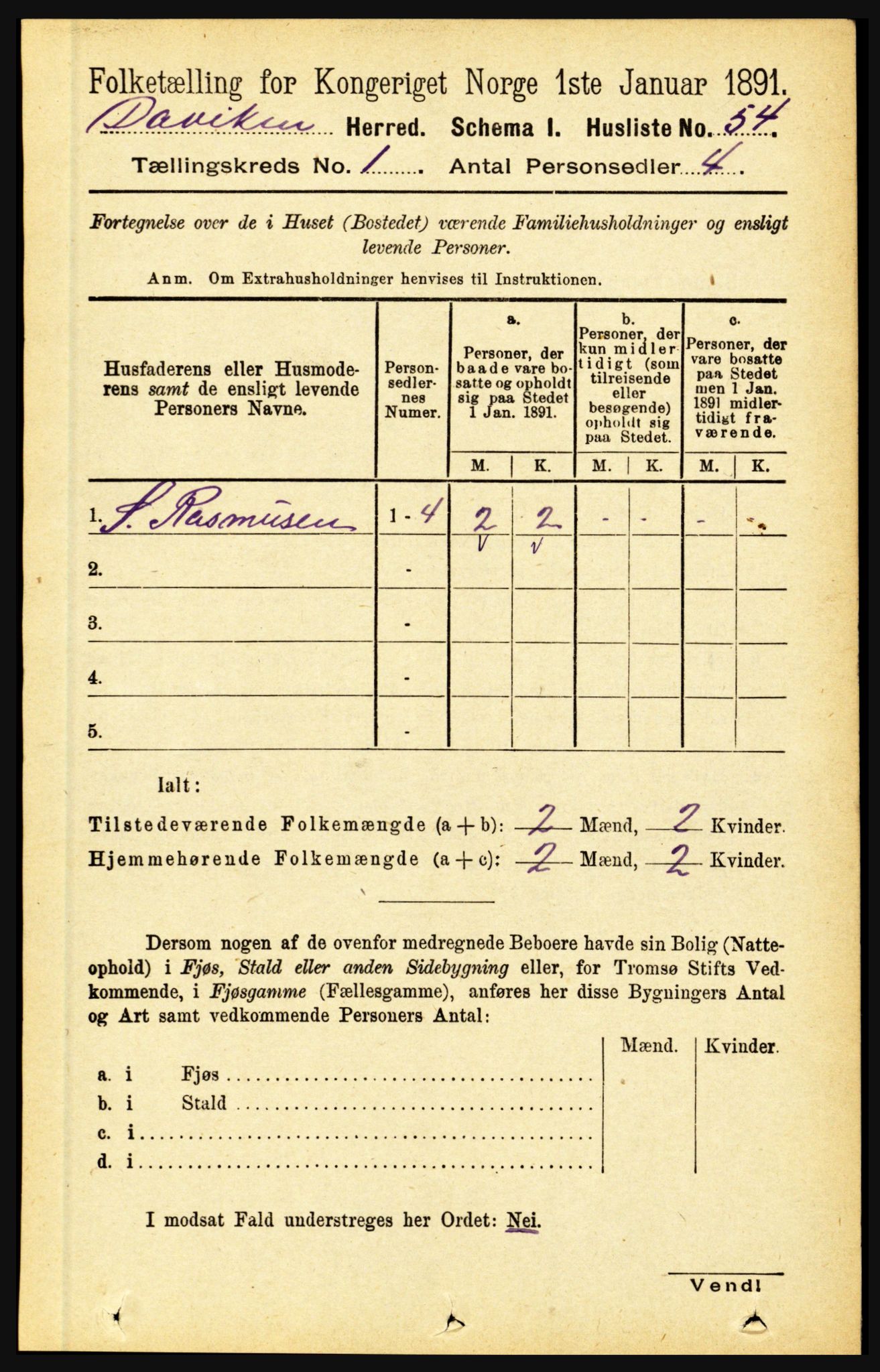 RA, 1891 census for 1442 Davik, 1891, p. 79