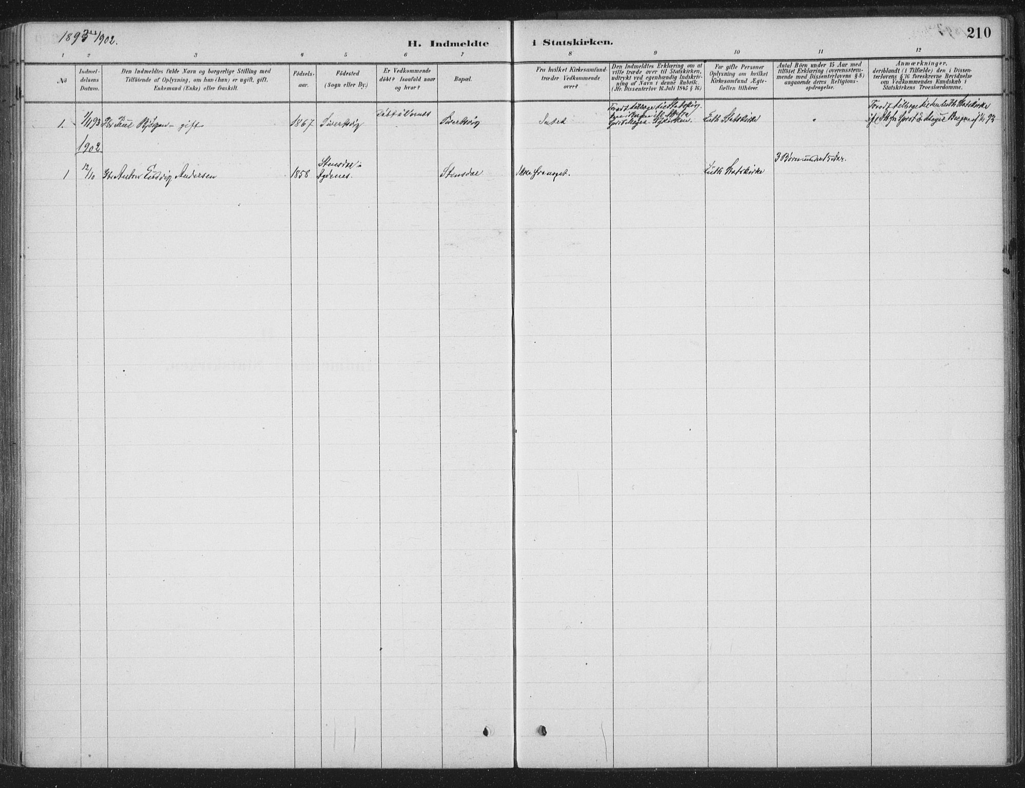 Ministerialprotokoller, klokkerbøker og fødselsregistre - Sør-Trøndelag, SAT/A-1456/662/L0755: Parish register (official) no. 662A01, 1879-1905, p. 210