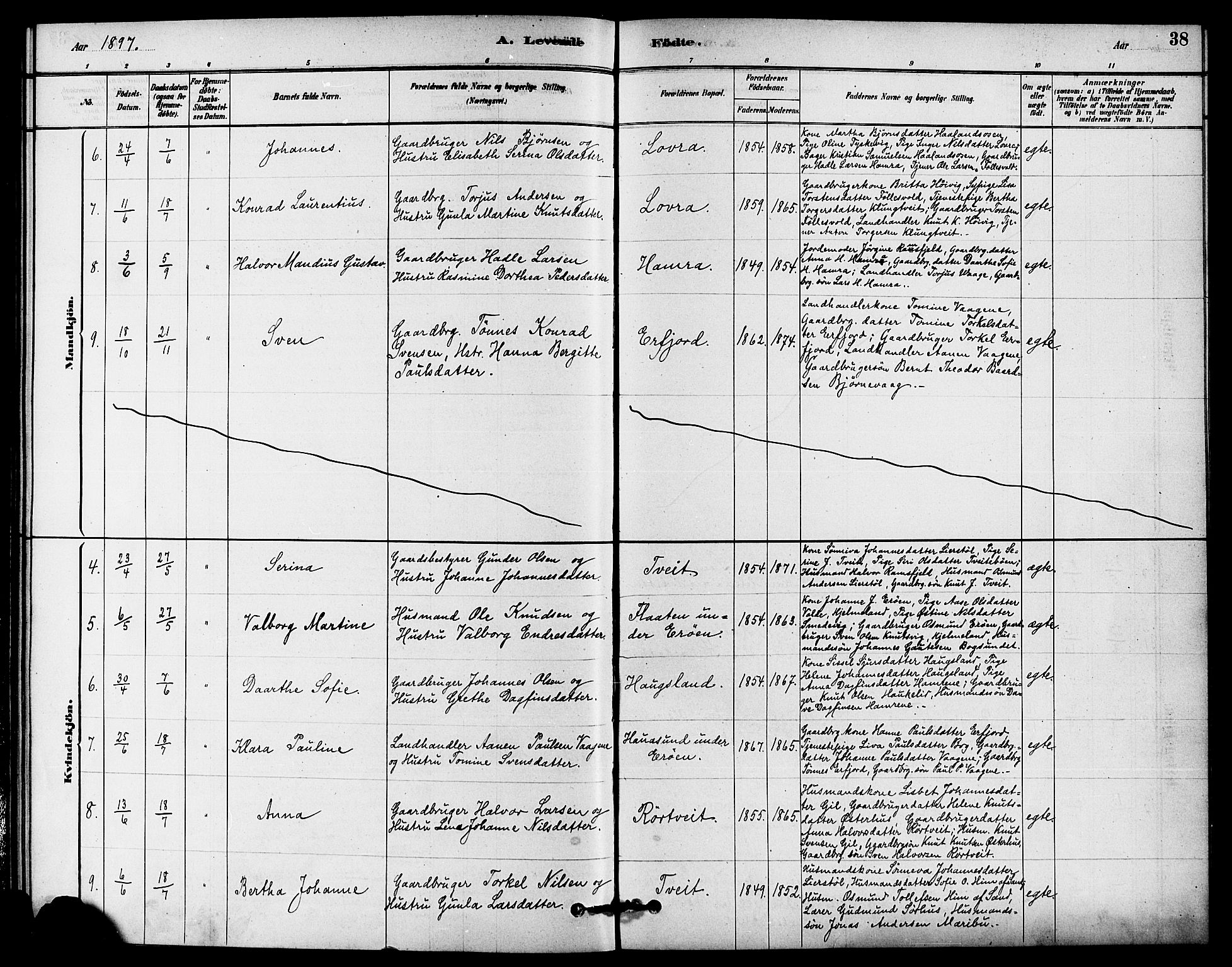 Jelsa sokneprestkontor, AV/SAST-A-101842/01/IV: Parish register (official) no. A 9, 1878-1898, p. 38