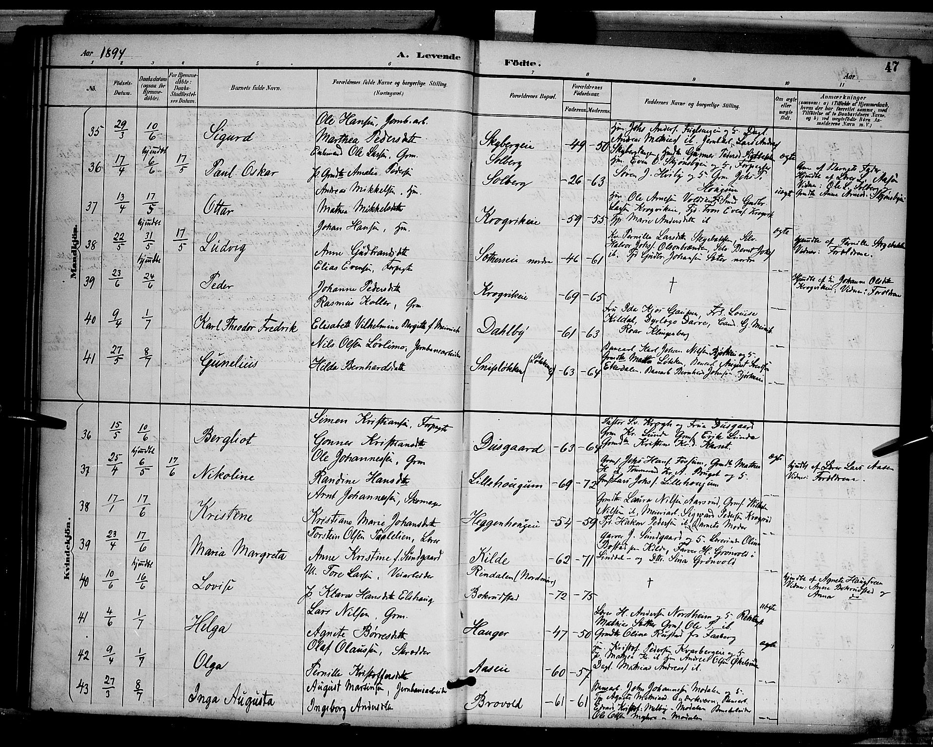 Ringsaker prestekontor, AV/SAH-PREST-014/L/La/L0012: Parish register (copy) no. 12, 1891-1902, p. 47