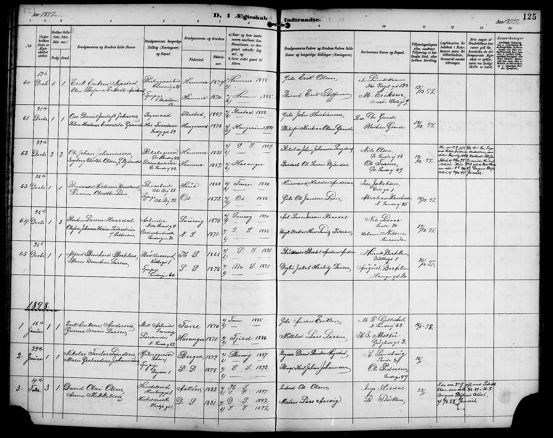 Sandviken Sokneprestembete, SAB/A-77601/H/Hb/L0003: Parish register (copy) no. A 4, 1892-1901, p. 125