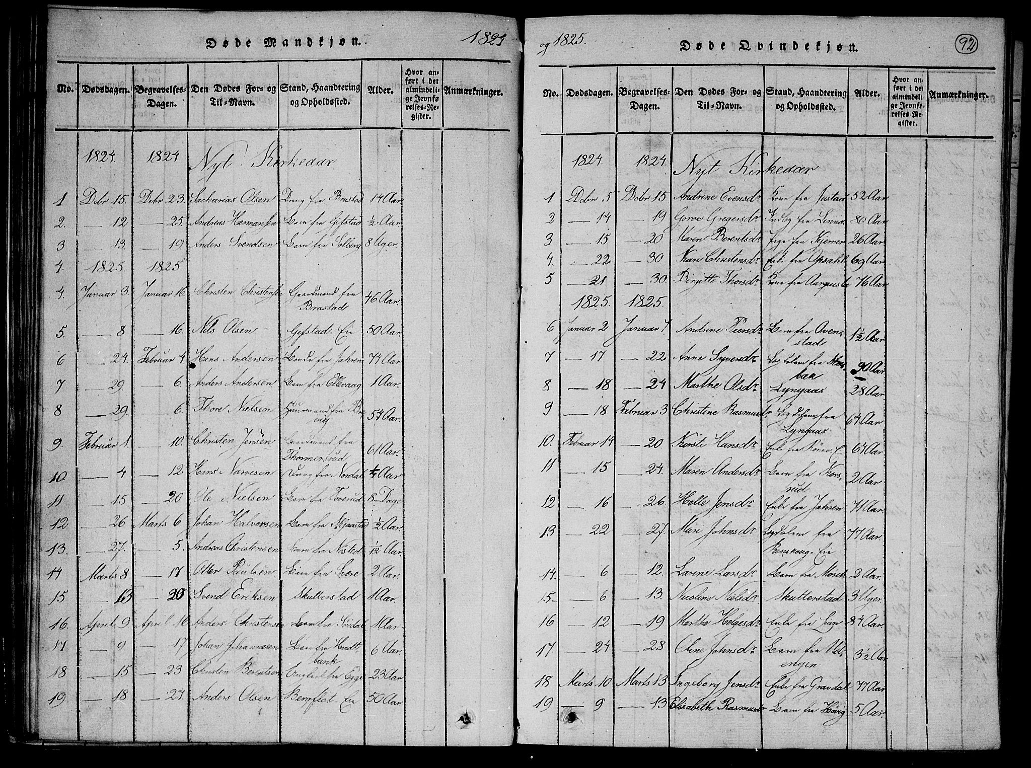 Lier kirkebøker, AV/SAKO-A-230/F/Fa/L0009: Parish register (official) no. I 9, 1824-1827, p. 92