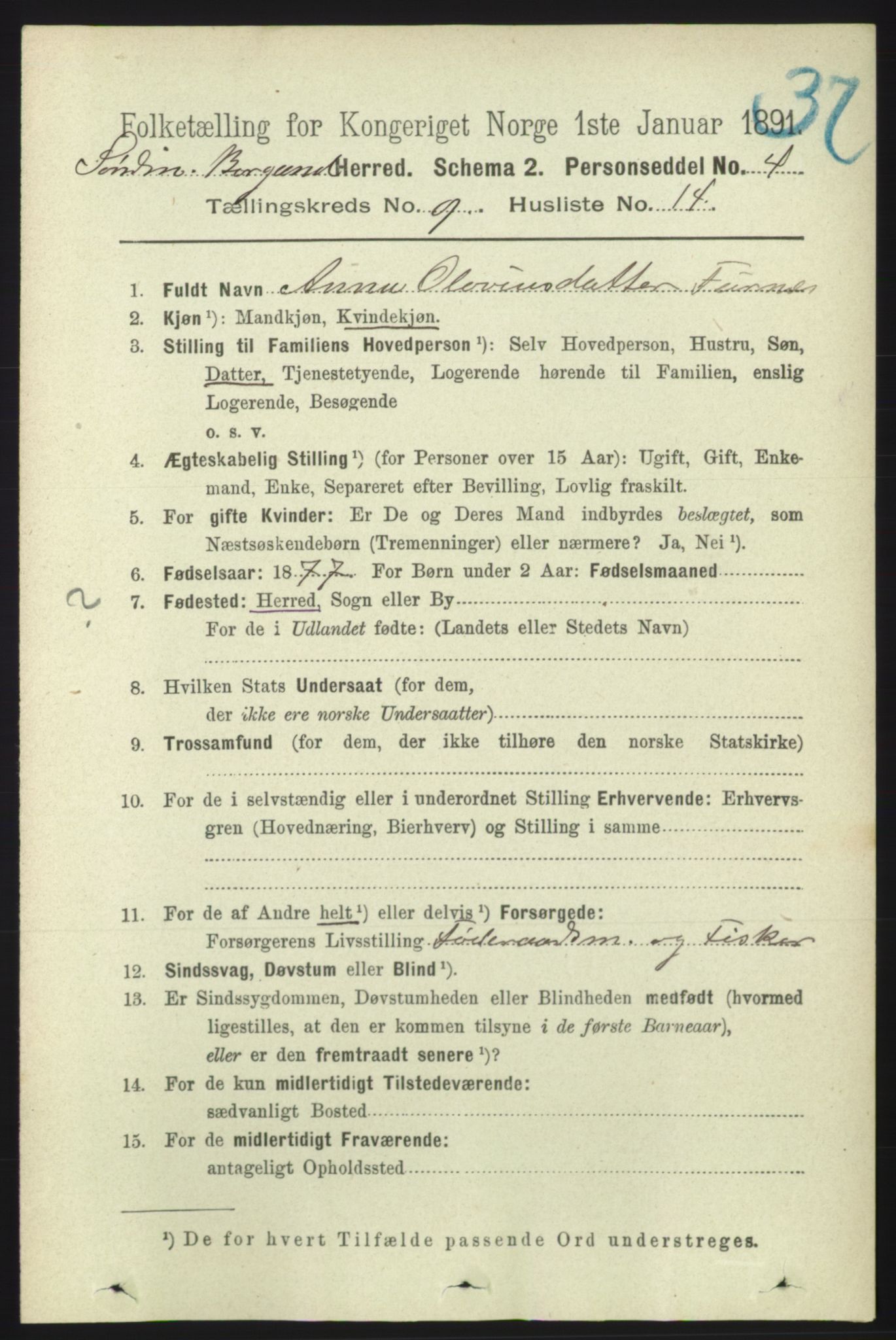 RA, 1891 census for 1531 Borgund, 1891, p. 2354