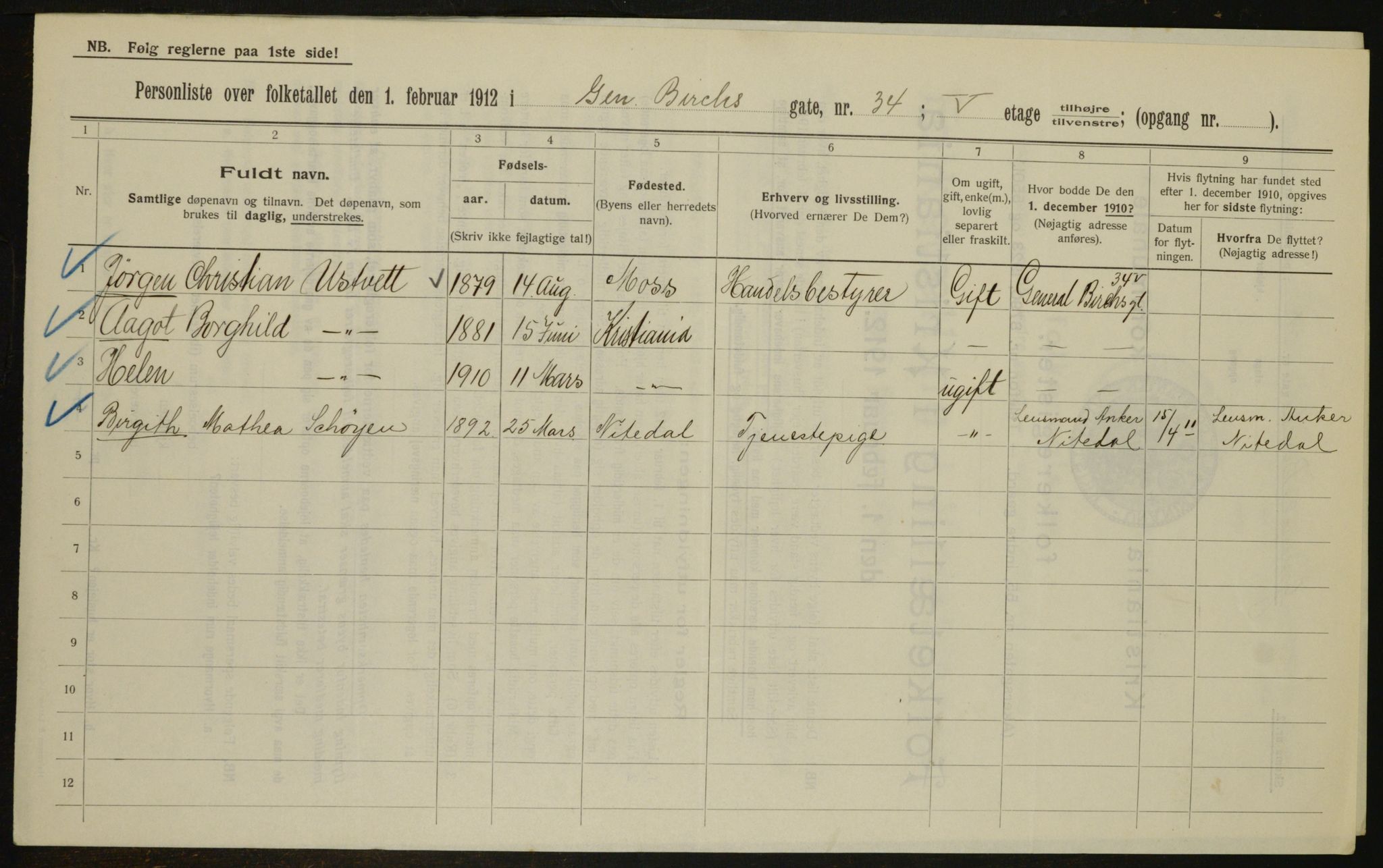 OBA, Municipal Census 1912 for Kristiania, 1912, p. 28986