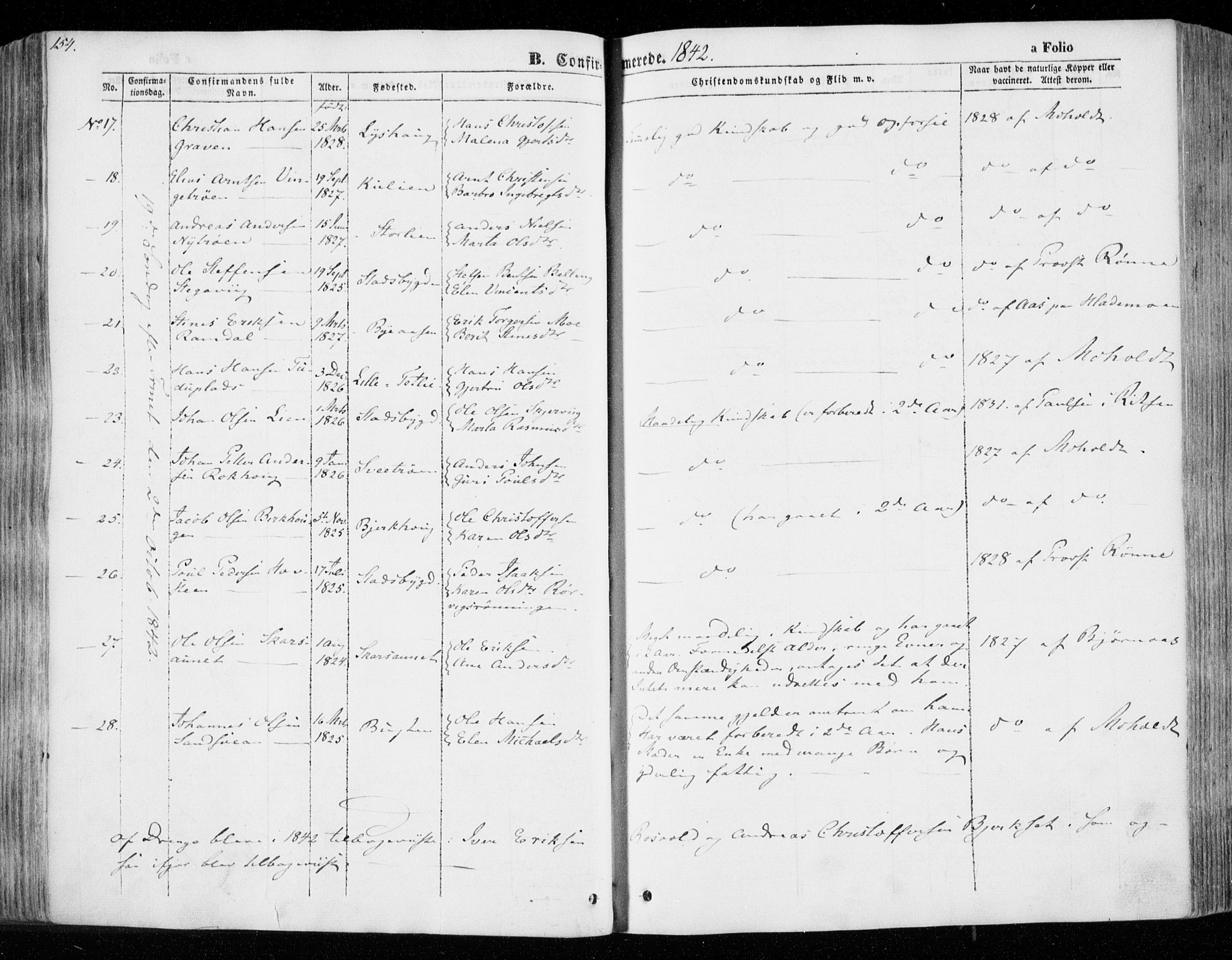 Ministerialprotokoller, klokkerbøker og fødselsregistre - Nord-Trøndelag, SAT/A-1458/701/L0007: Parish register (official) no. 701A07 /1, 1842-1854, p. 154