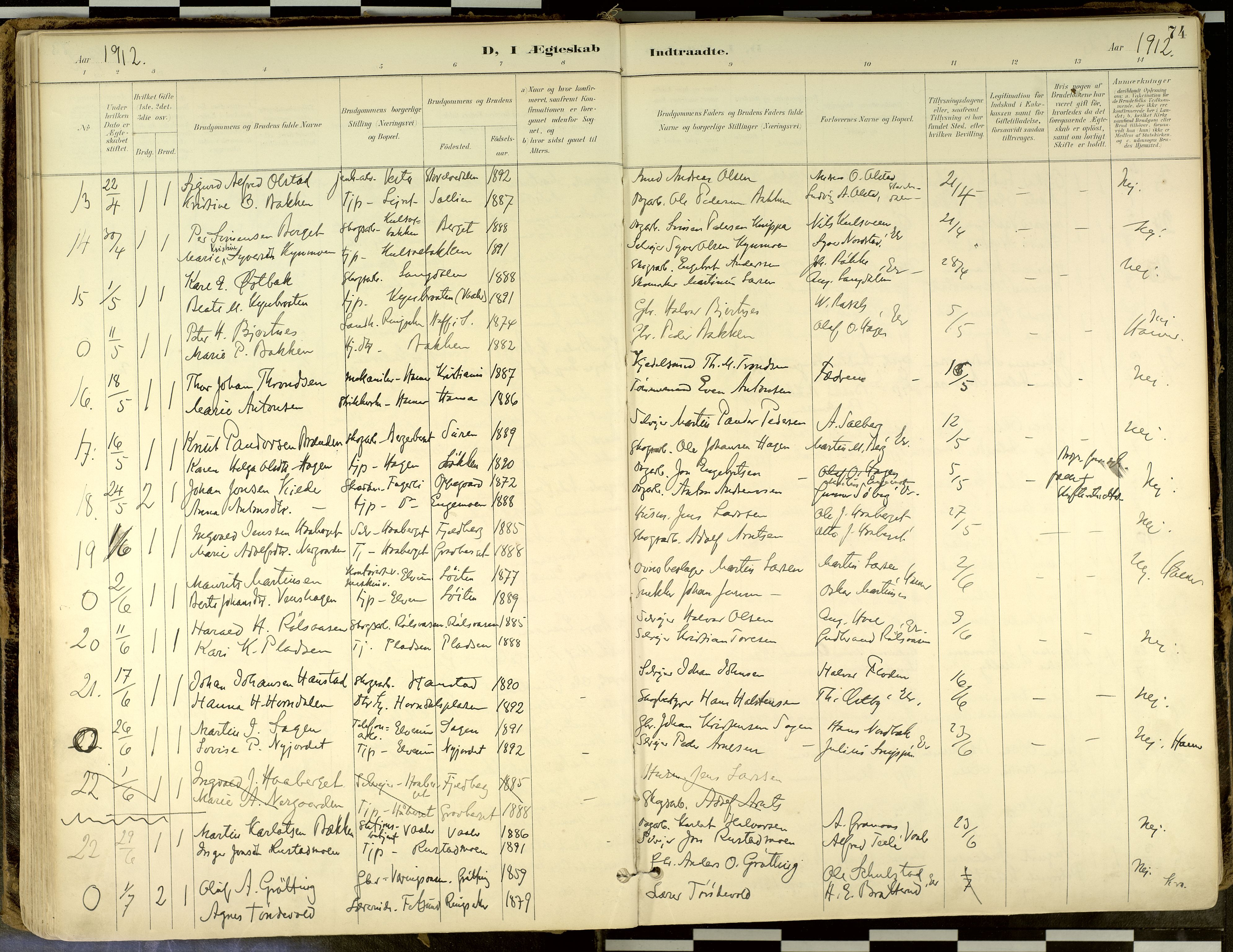 Elverum prestekontor, SAH/PREST-044/H/Ha/Haa/L0018: Parish register (official) no. 18, 1894-1914, p. 74