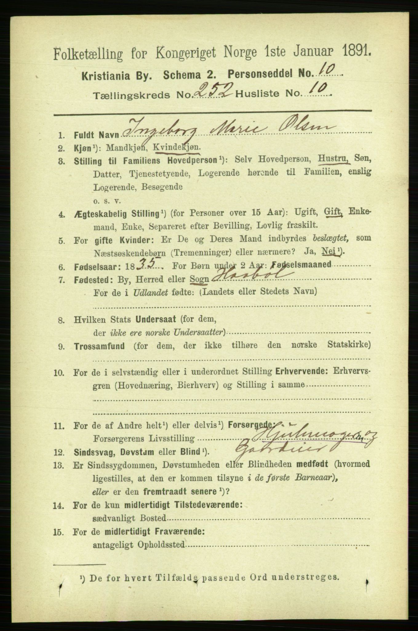 RA, 1891 census for 0301 Kristiania, 1891, p. 153574