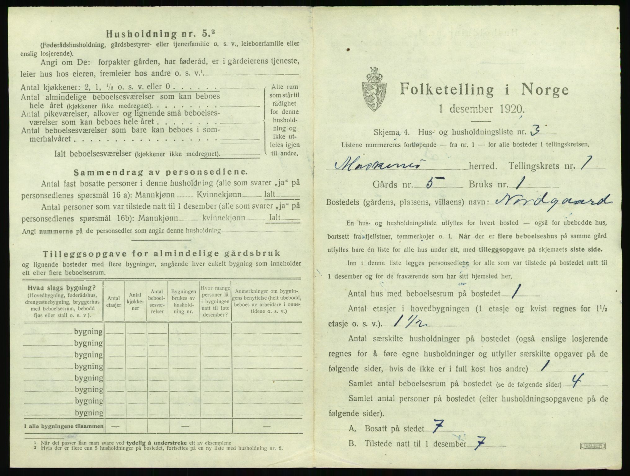 SAT, 1920 census for Moskenes, 1920, p. 26