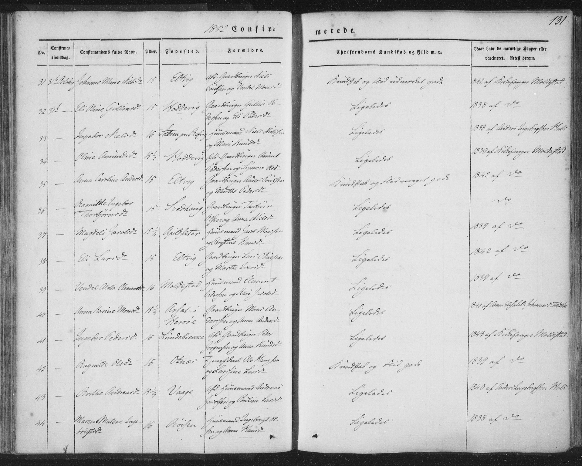 Selje sokneprestembete, AV/SAB-A-99938/H/Ha/Haa/Haaa: Parish register (official) no. A 10, 1844-1858, p. 131