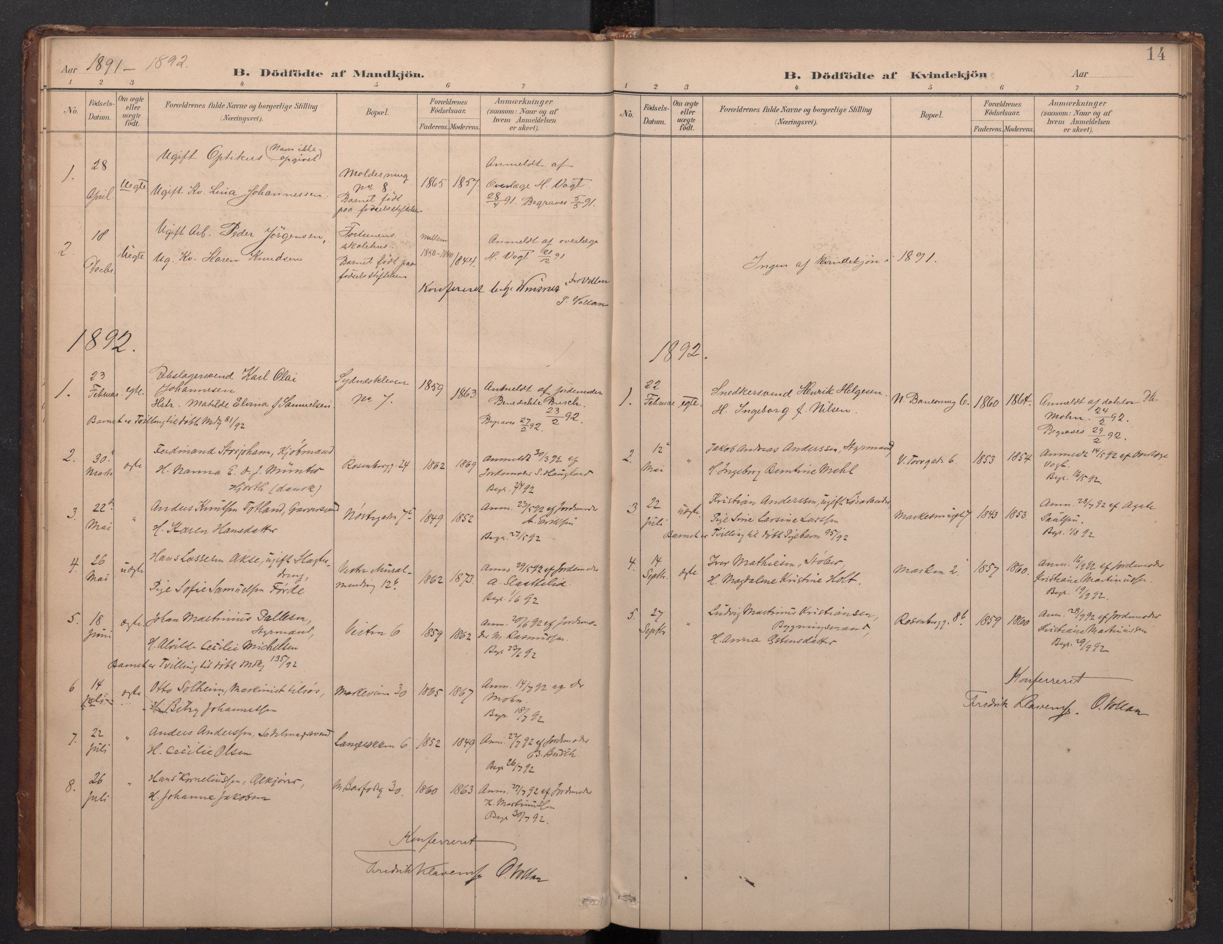 Domkirken sokneprestembete, SAB/A-74801/H/Haa/L0049: Parish register (official) no. G 1, 1882-1922, p. 13b-14a