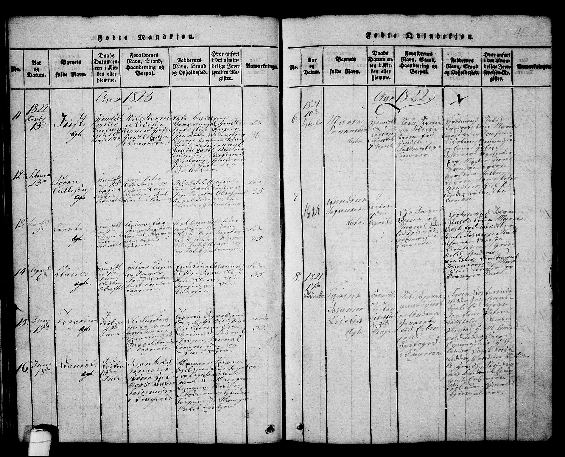 Kragerø kirkebøker, SAKO/A-278/G/Ga/L0002: Parish register (copy) no. 2, 1814-1831, p. 40