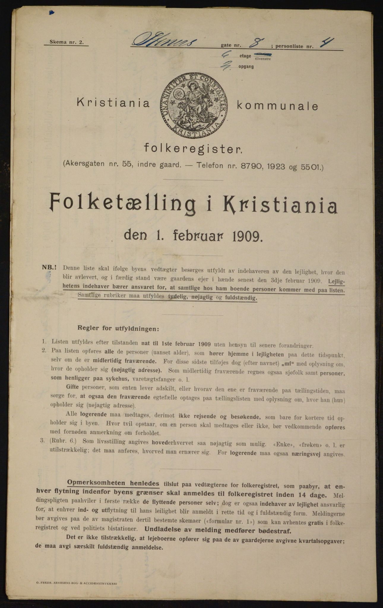 OBA, Municipal Census 1909 for Kristiania, 1909, p. 91811