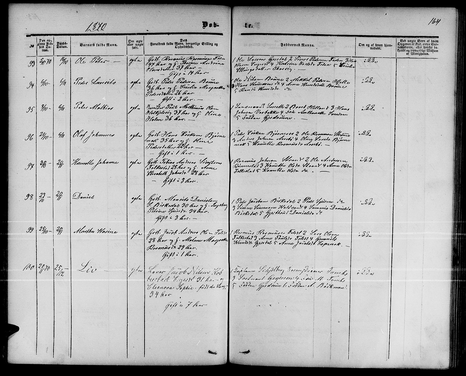 Ministerialprotokoller, klokkerbøker og fødselsregistre - Møre og Romsdal, AV/SAT-A-1454/511/L0157: Parish register (copy) no. 511C03, 1864-1884, p. 164