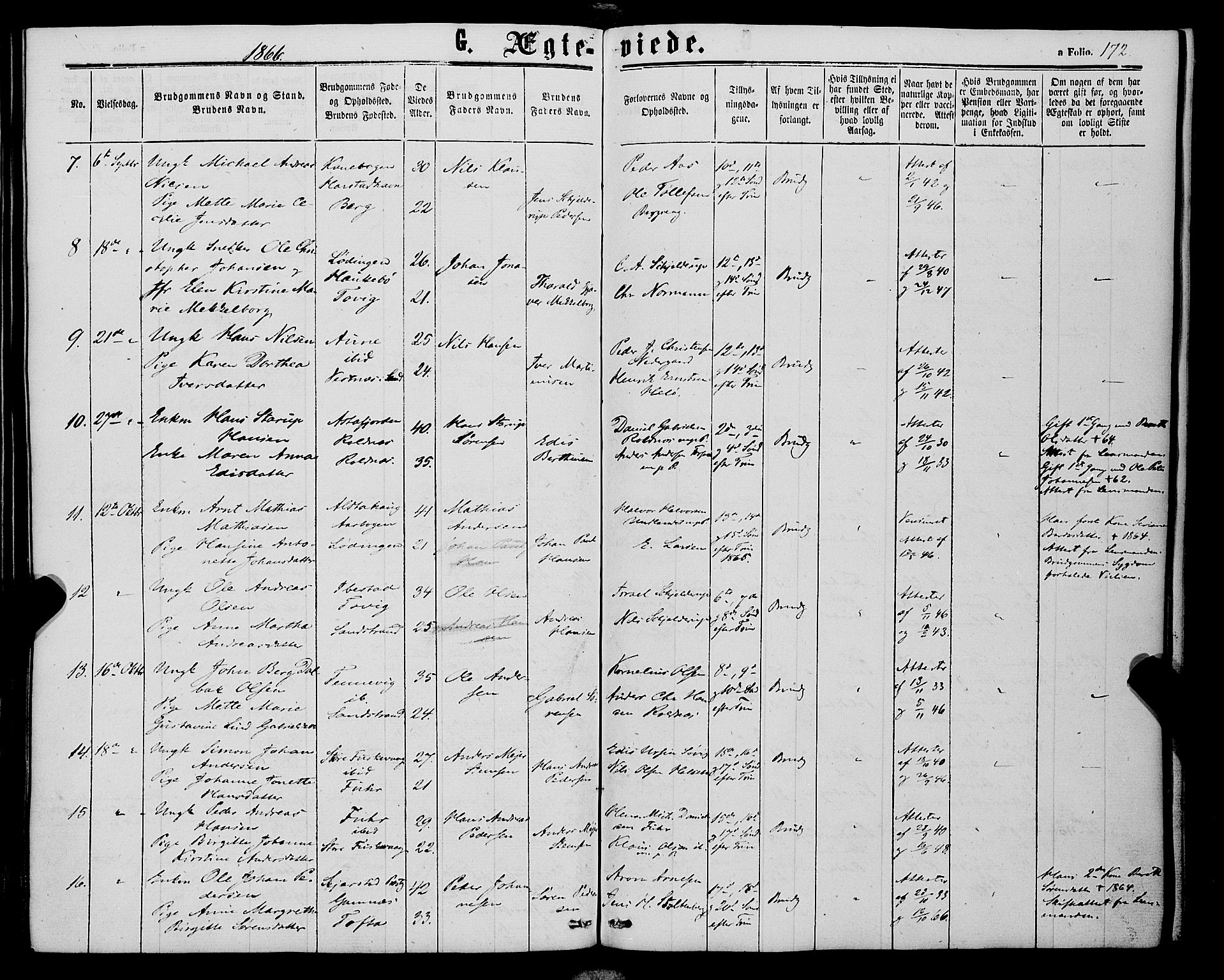 Trondenes sokneprestkontor, SATØ/S-1319/H/Ha/L0012kirke: Parish register (official) no. 12, 1863-1870, p. 172