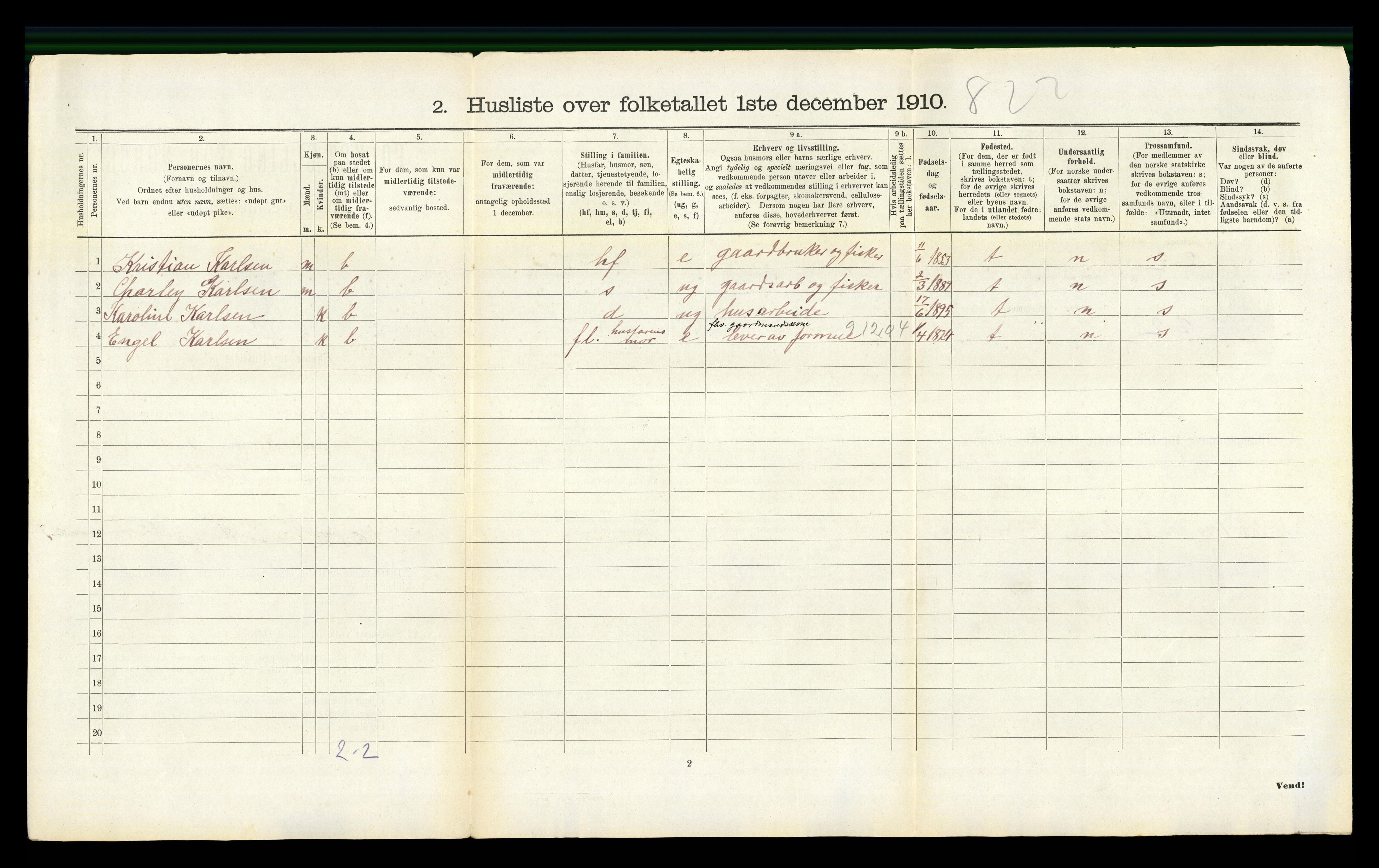 RA, 1910 census for Vanse, 1910, p. 466